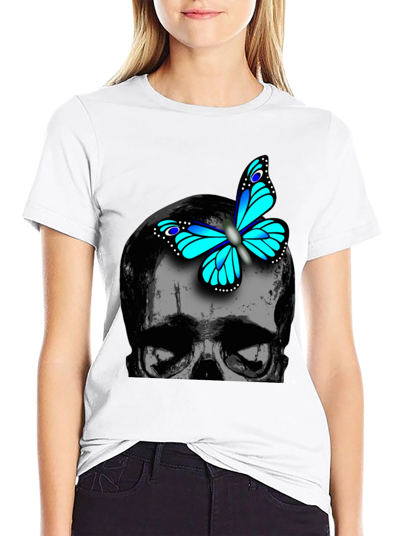 Skull & Butterfly Graphic T-Shirt - Trendy Design