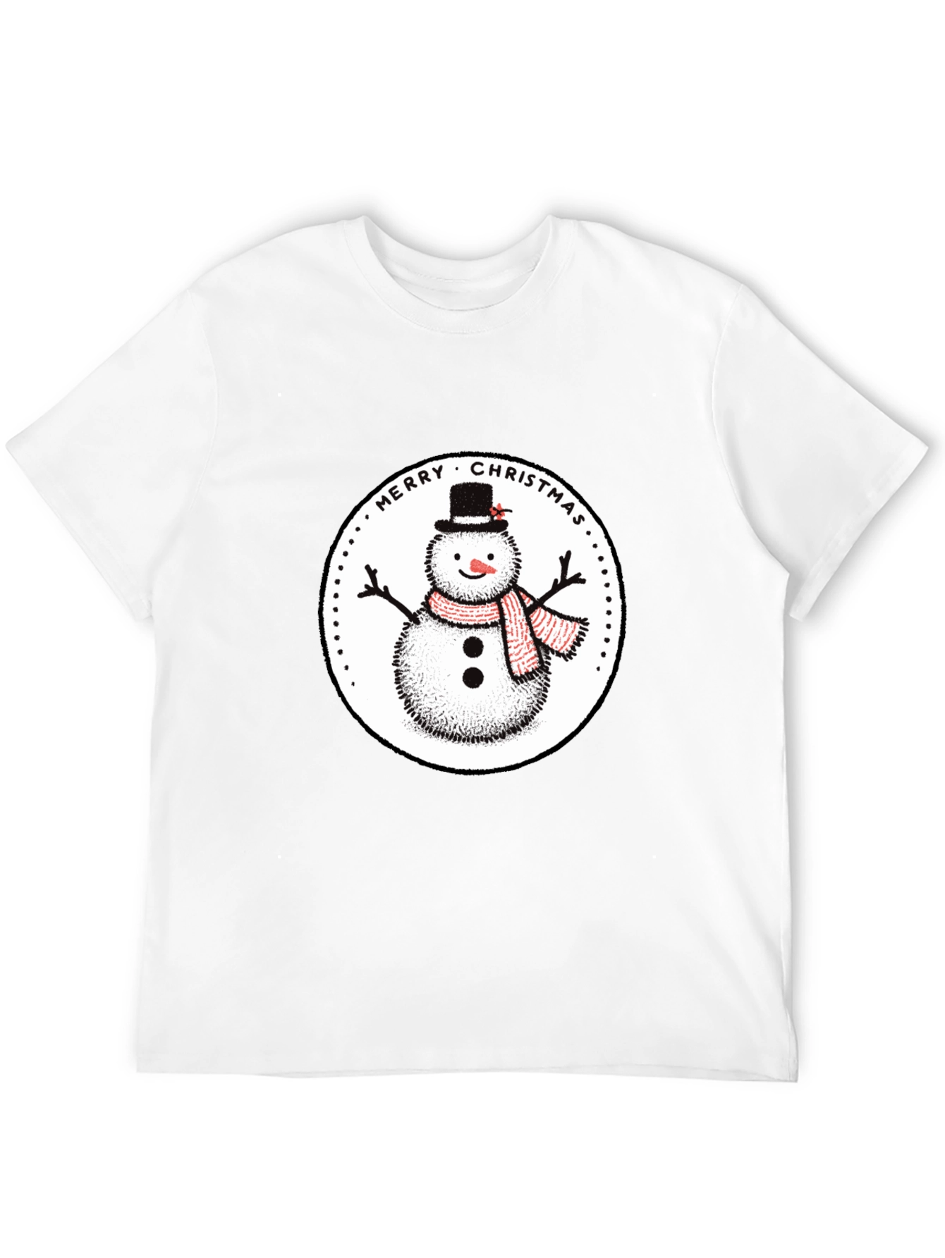 Merry Christmas Snowman Graphic Tee - Black