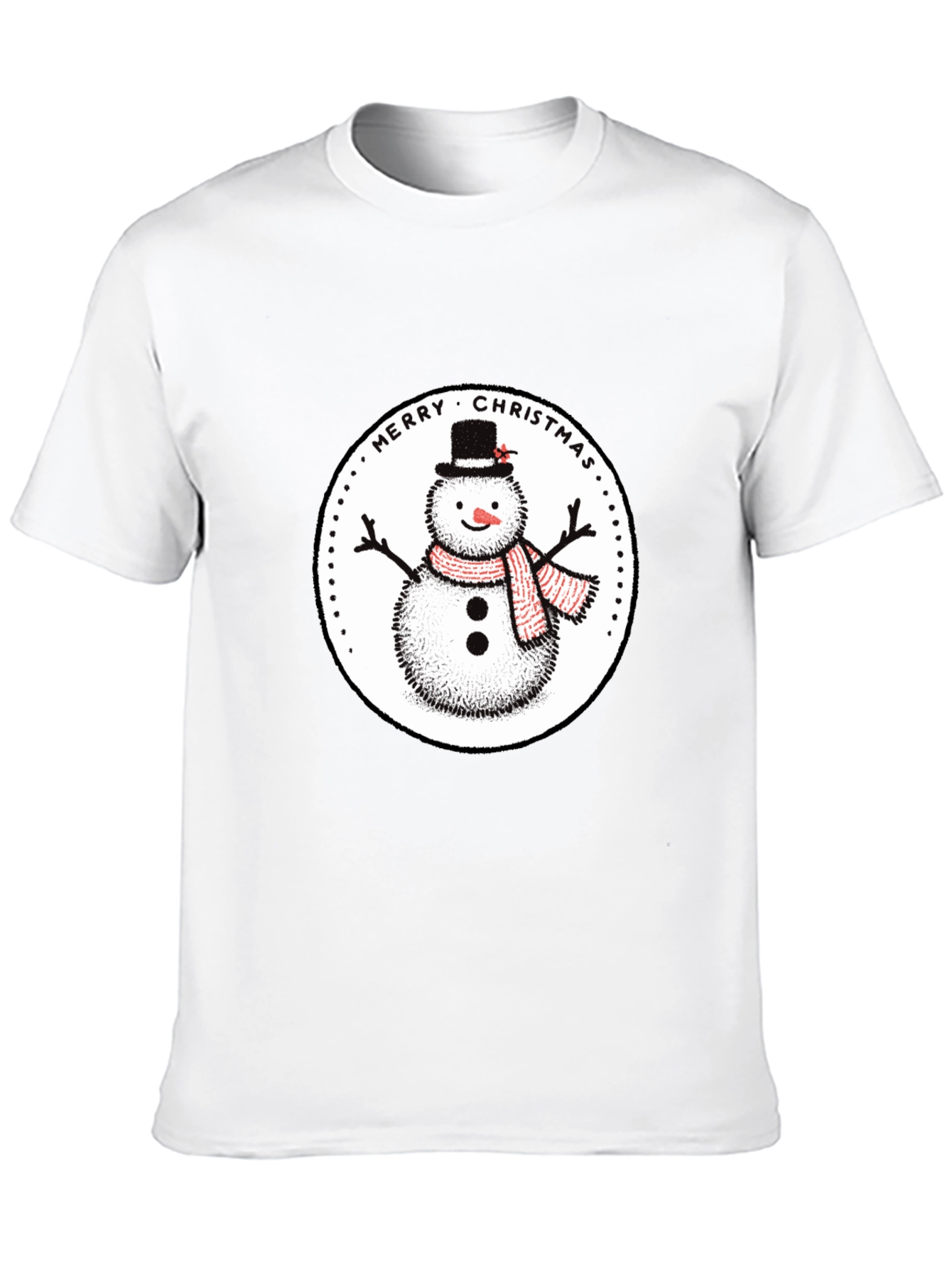 Merry Christmas Snowman Graphic Tee - Black