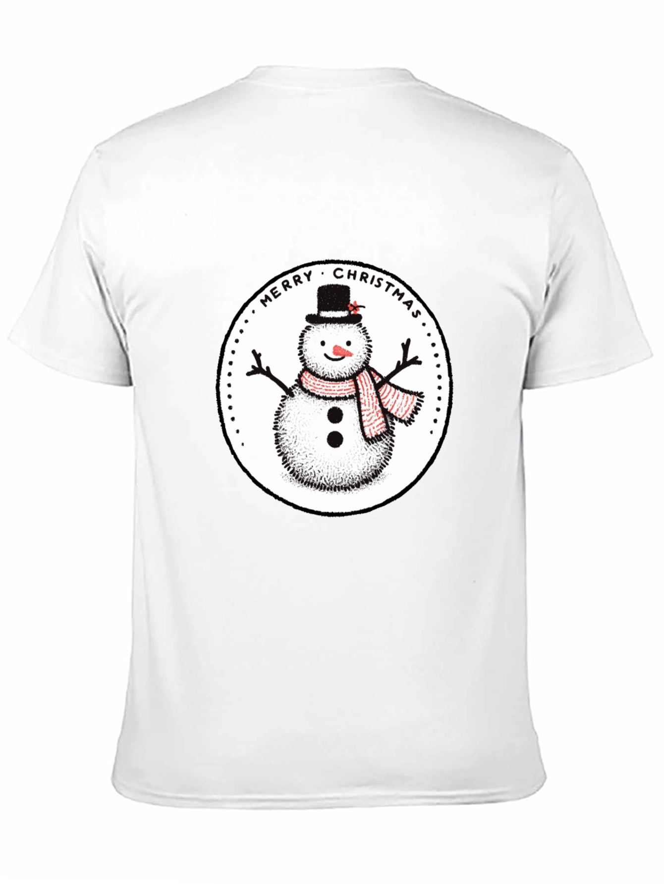 Merry Christmas Snowman Graphic Tee - Black