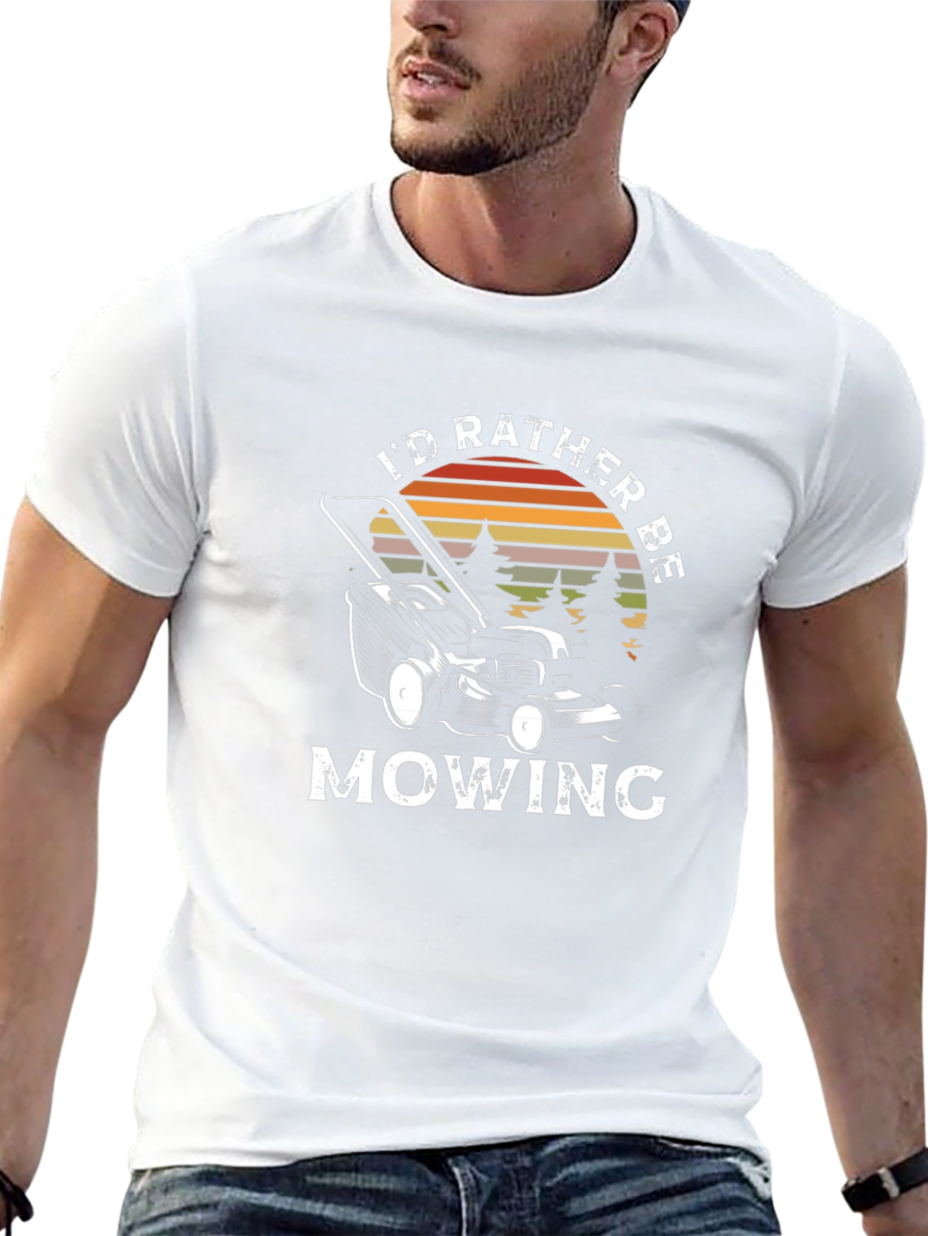 Id Rather Be Mowing Mens Black T-Shirt