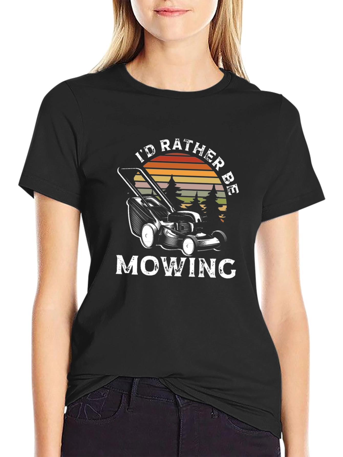 Id Rather Be Mowing Mens Black T-Shirt