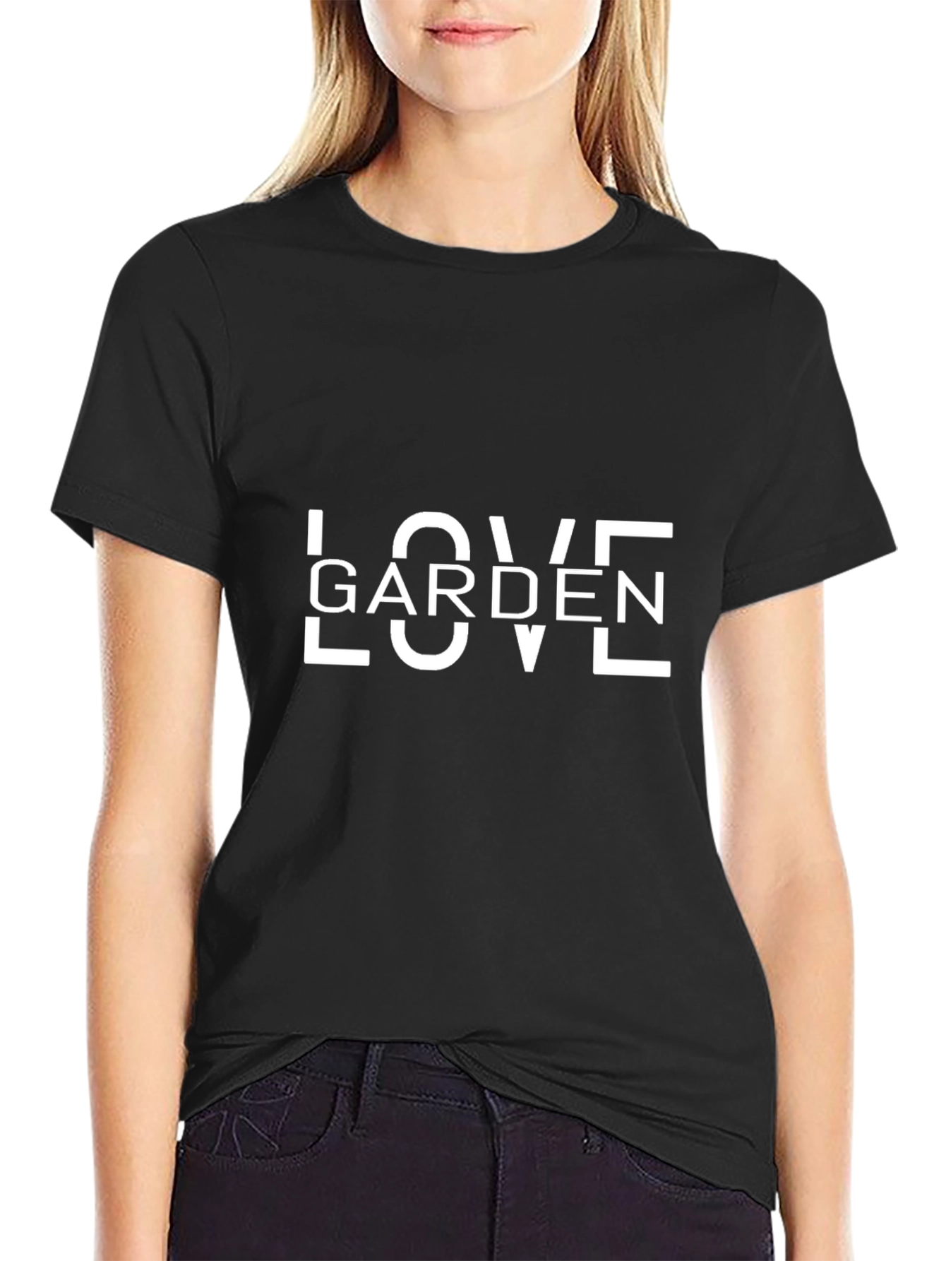 Love Garden Graphic Tee - Black Cotton Casual T-Shirt