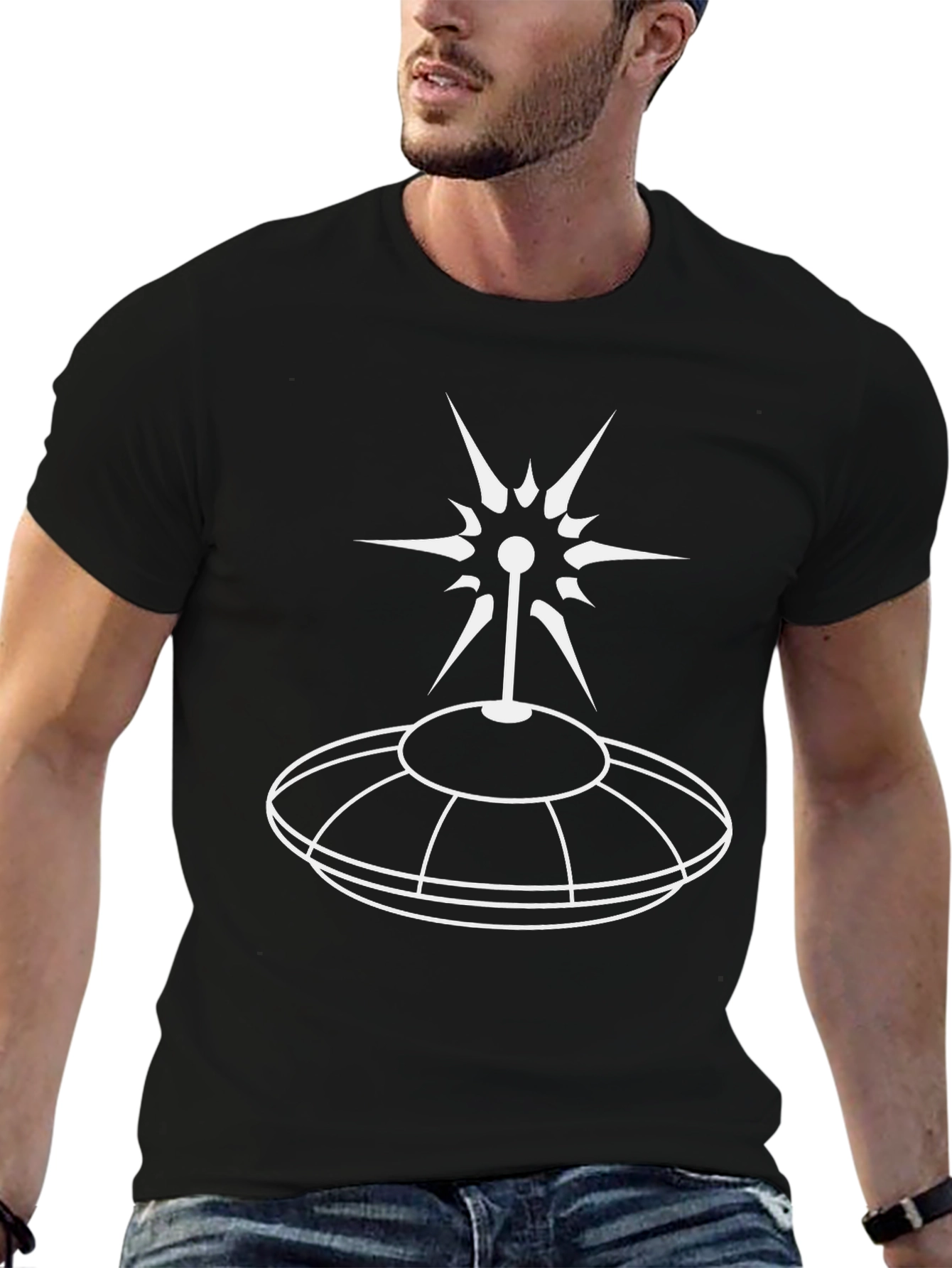 UFO Abduction T-Shirt - Black Cotton Graphic Tee