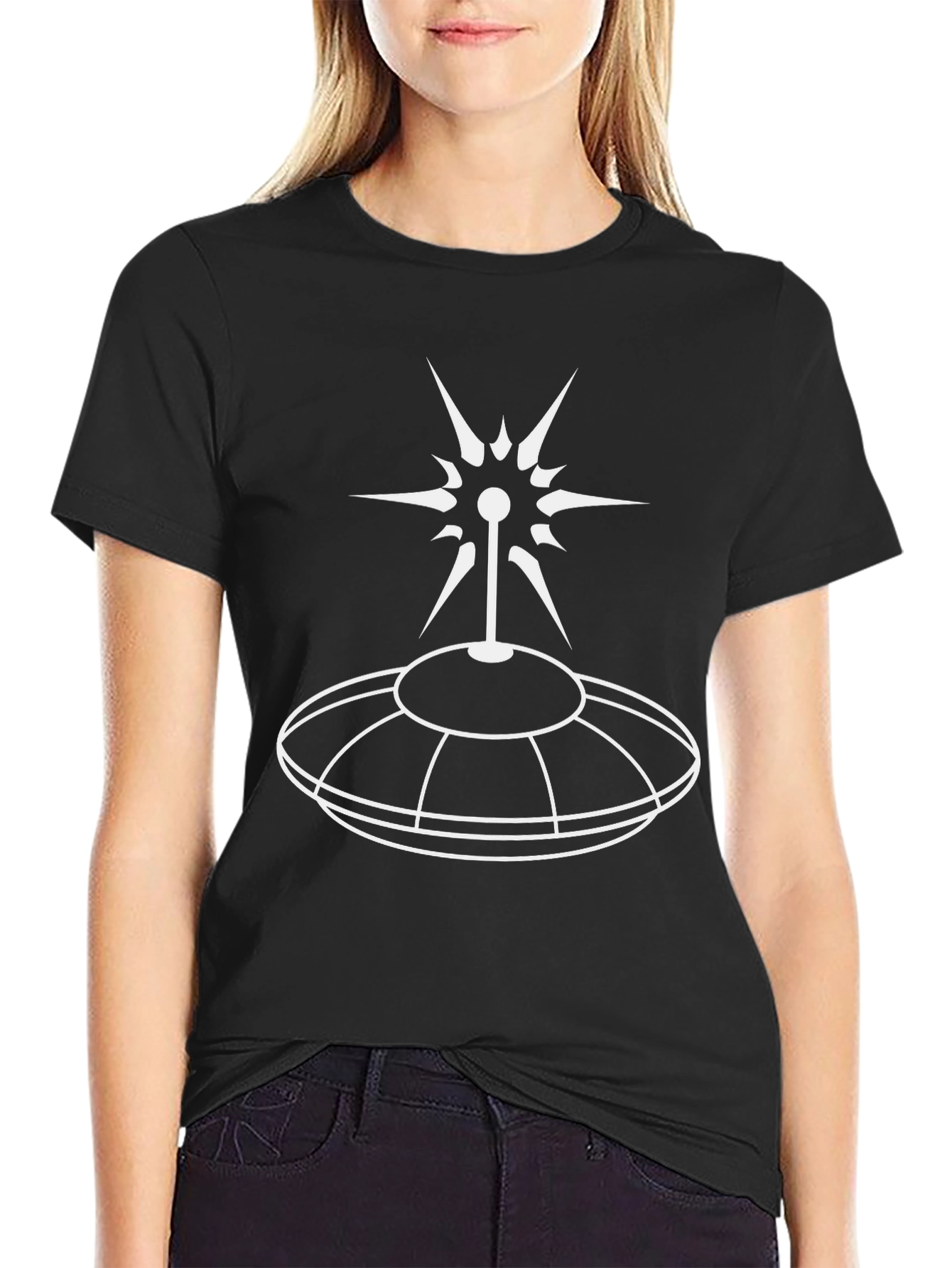 UFO Abduction T-Shirt - Black Cotton Graphic Tee