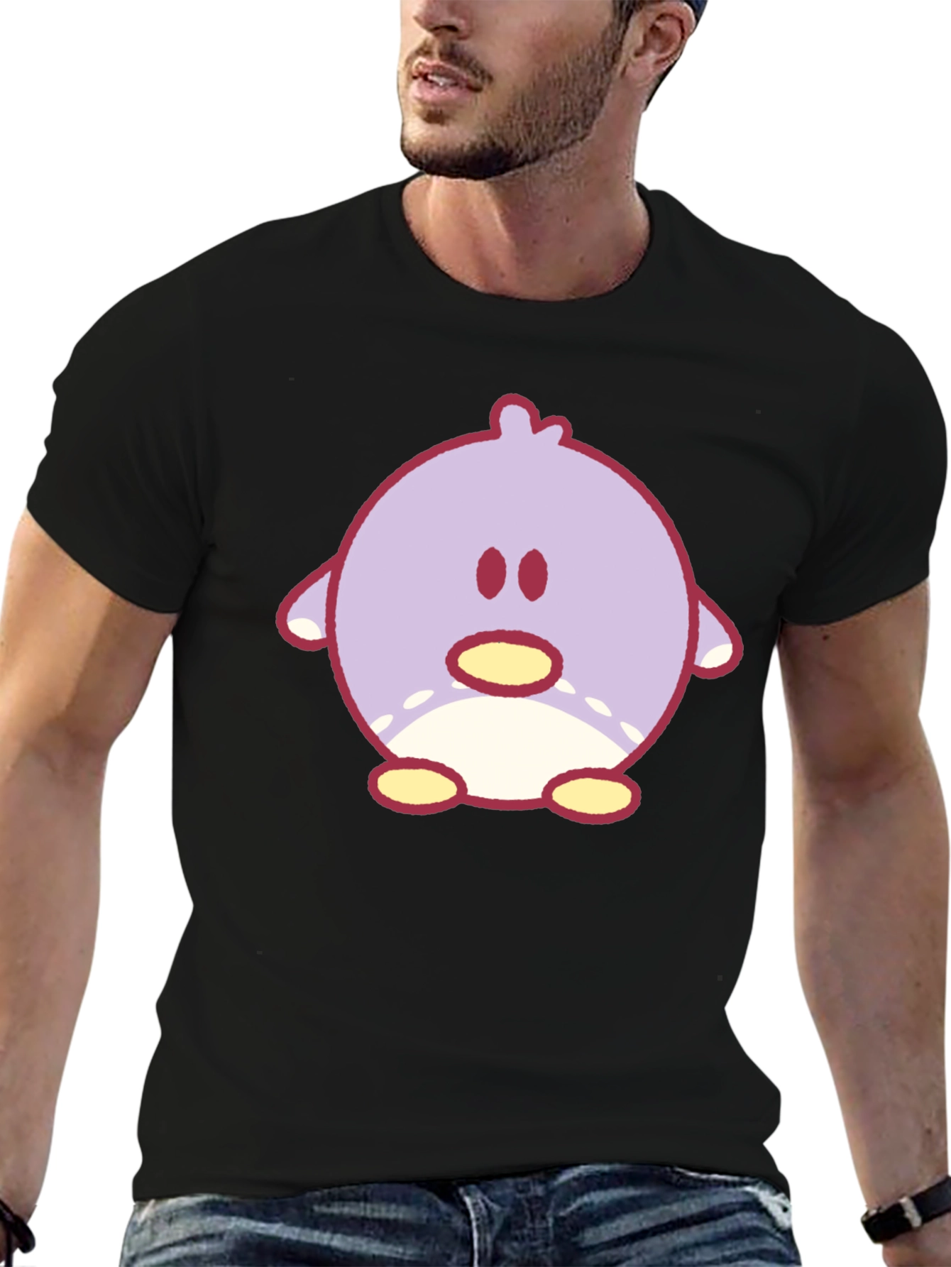 Cute Cartoon Chick Graphic Tee - Black