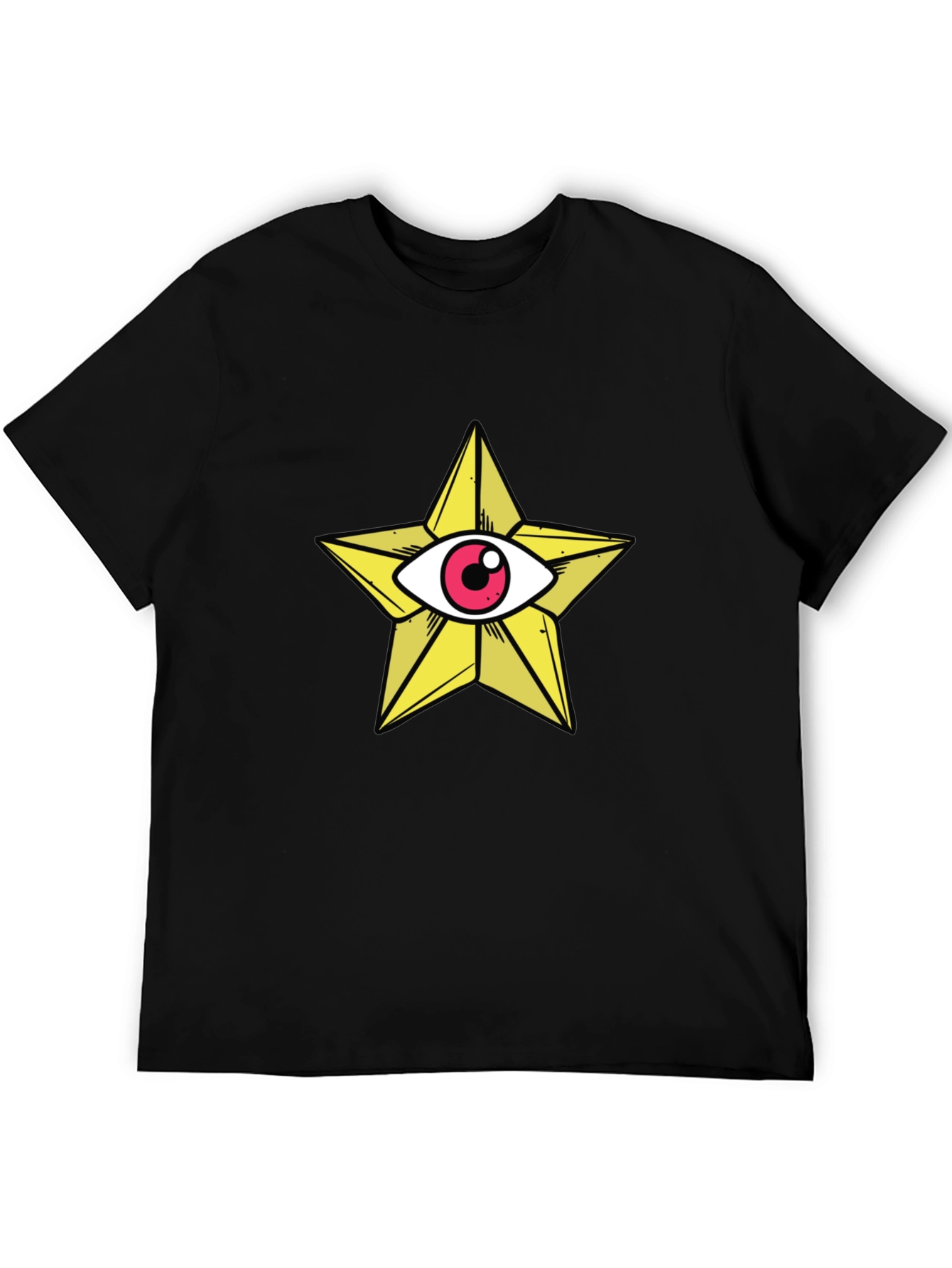 Star Eye Graphic Tee - Black Cotton T-Shirt