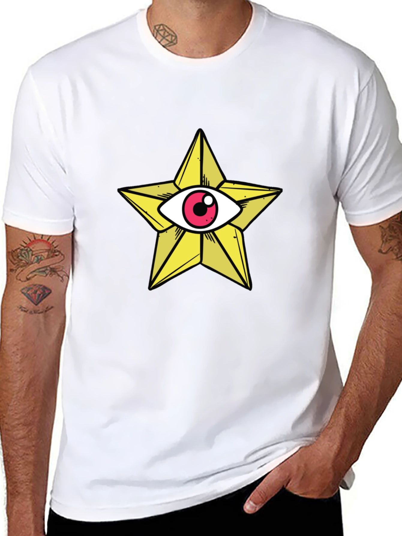 Star Eye Graphic Tee - Black Cotton T-Shirt