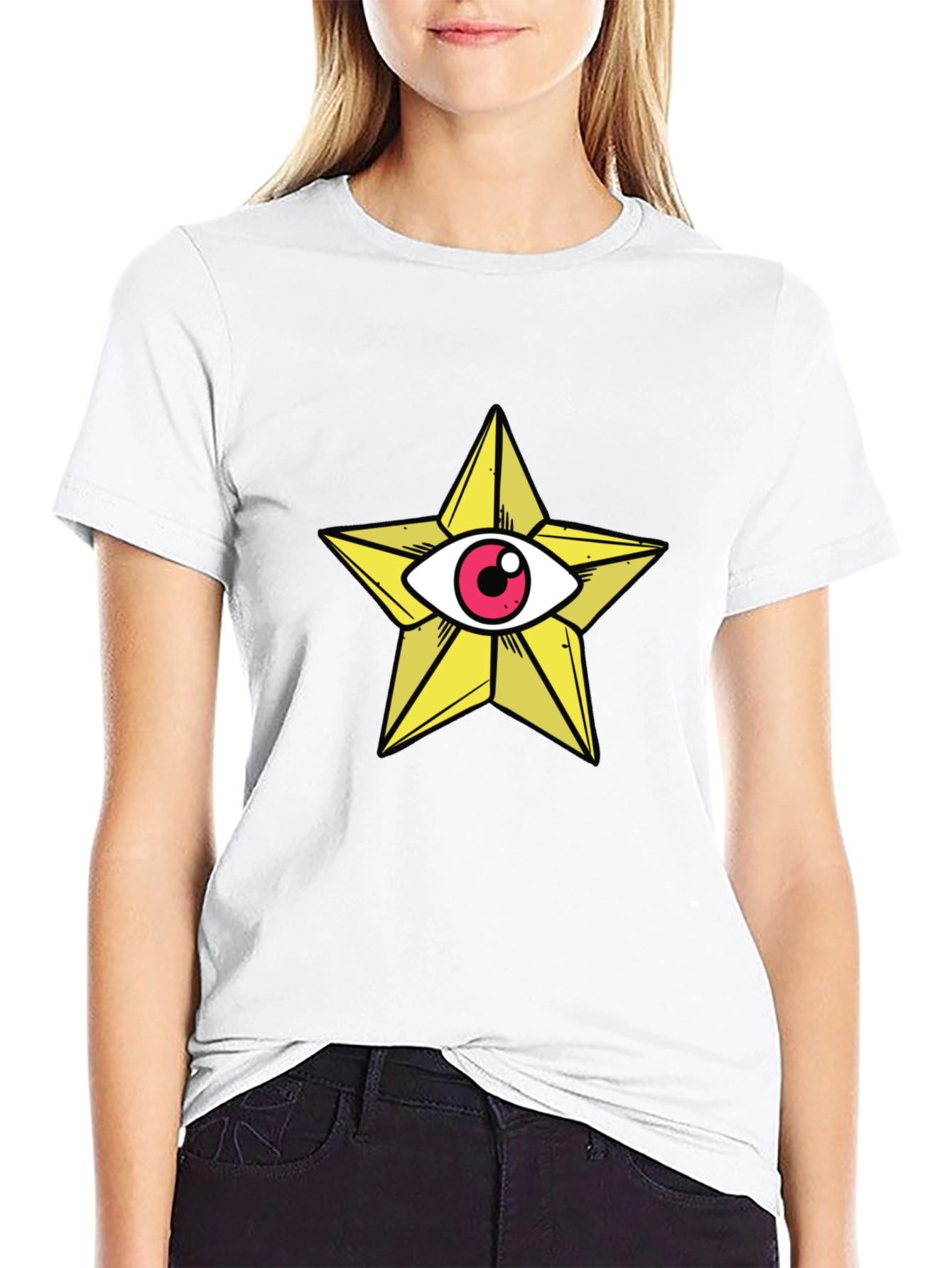 Star Eye Graphic Tee - Black Cotton T-Shirt