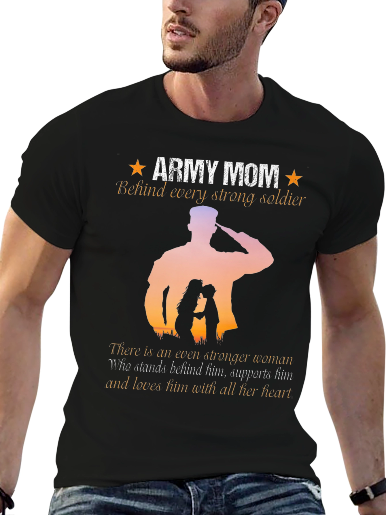 Army Mom T-Shirt - Strong Soldier Silhouette