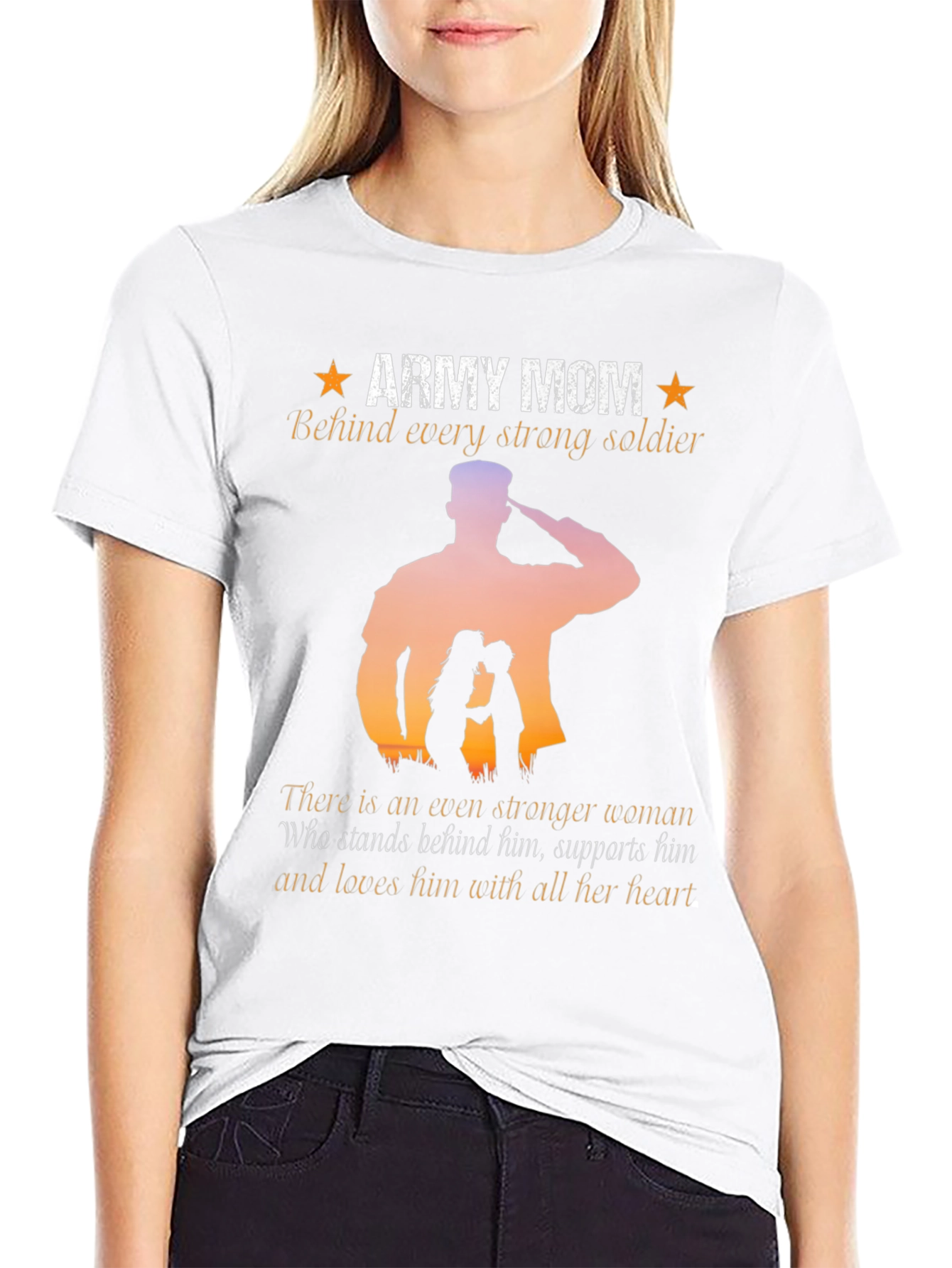 Army Mom T-Shirt - Strong Soldier Silhouette
