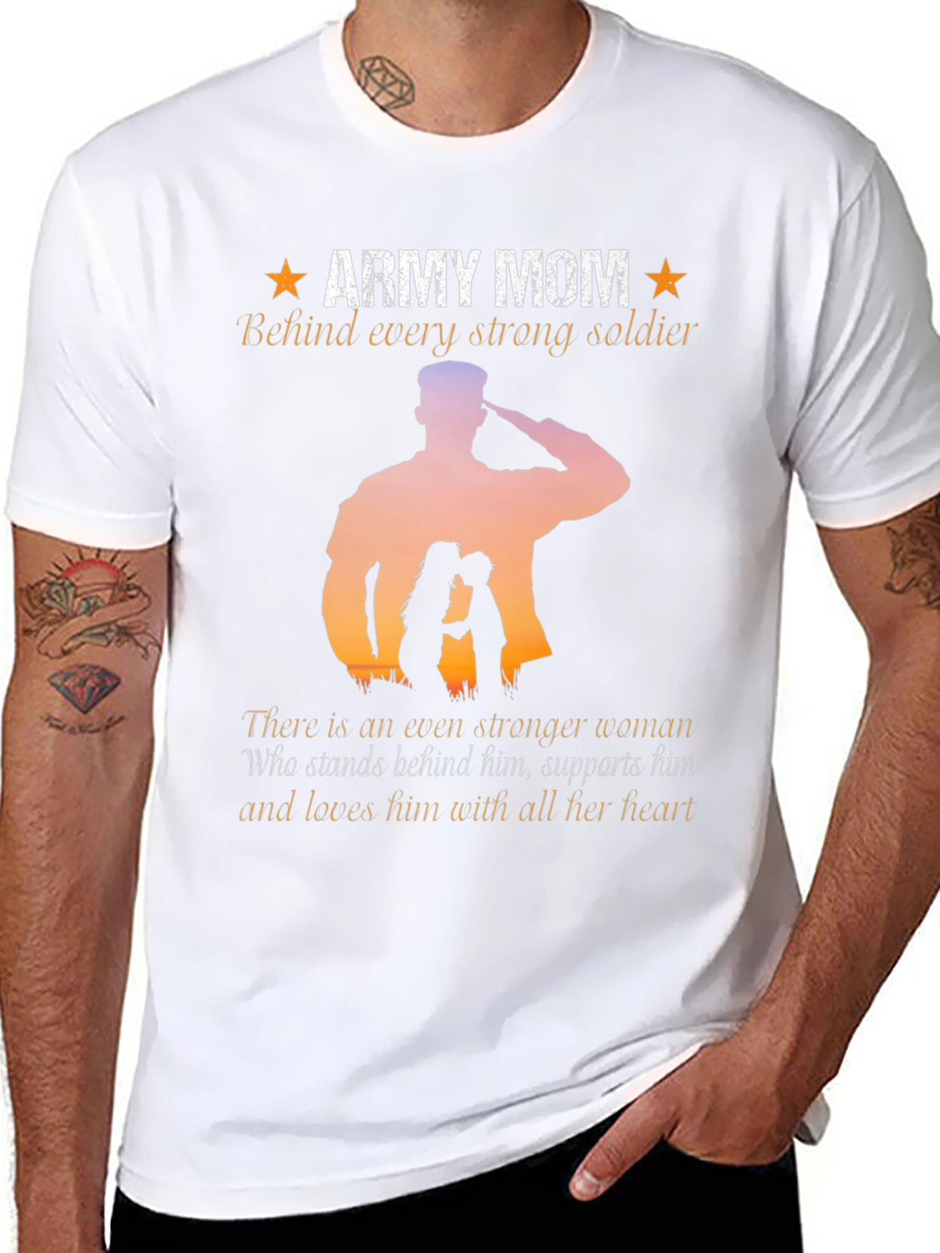 Army Mom T-Shirt - Strong Soldier Silhouette