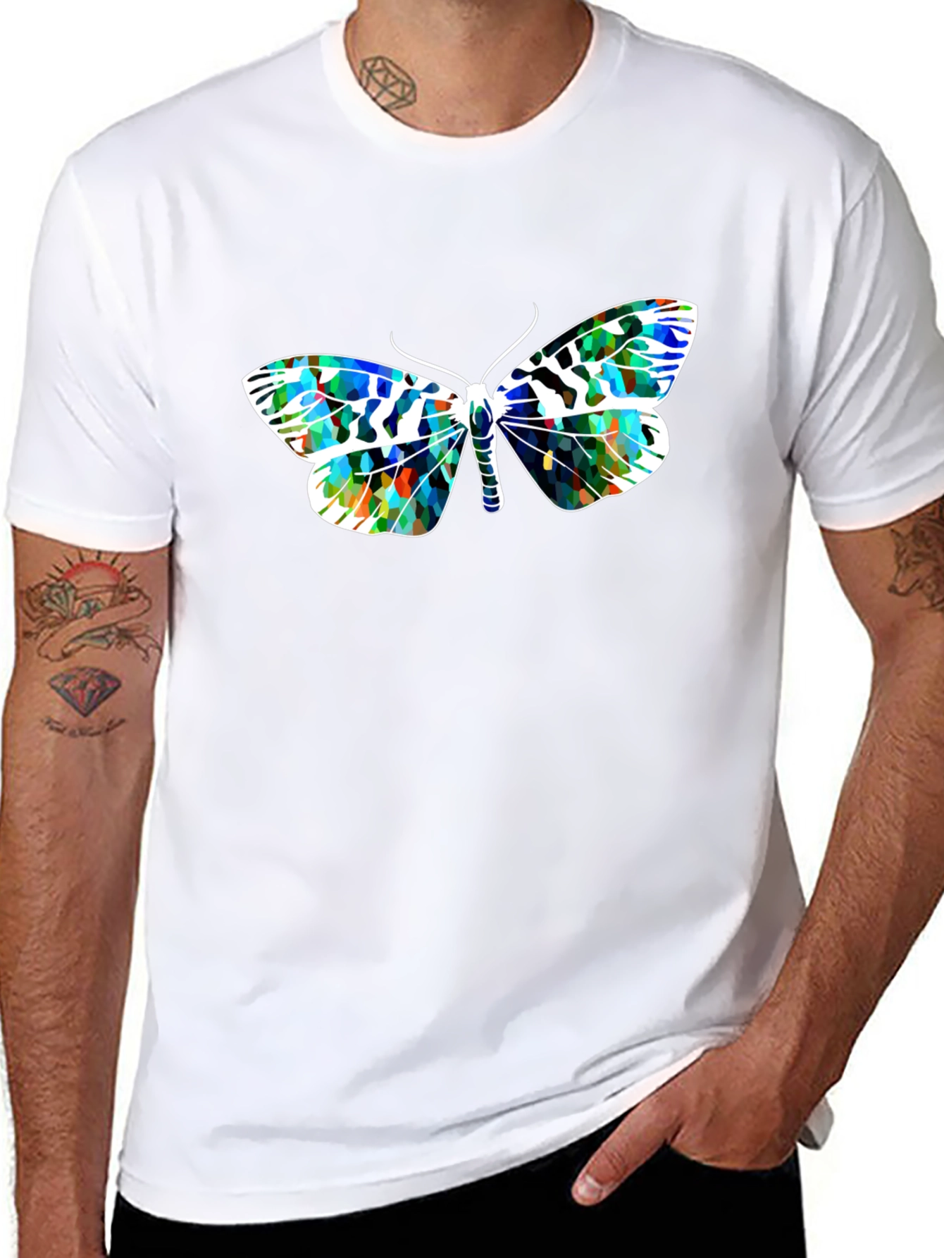 Butterfly Graphic Print Black T-Shirt