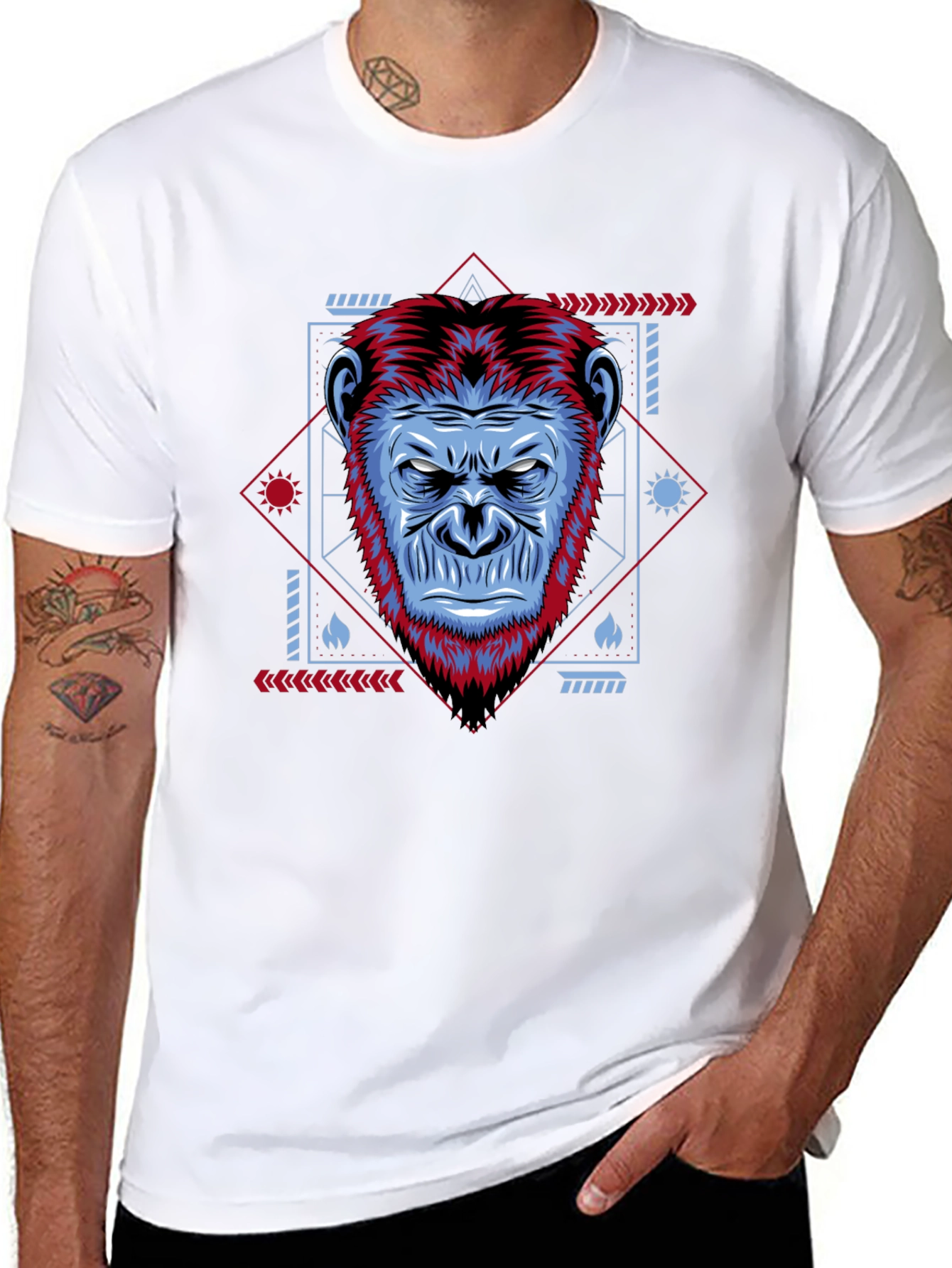 Geometric Gorilla Graphic Black Tee