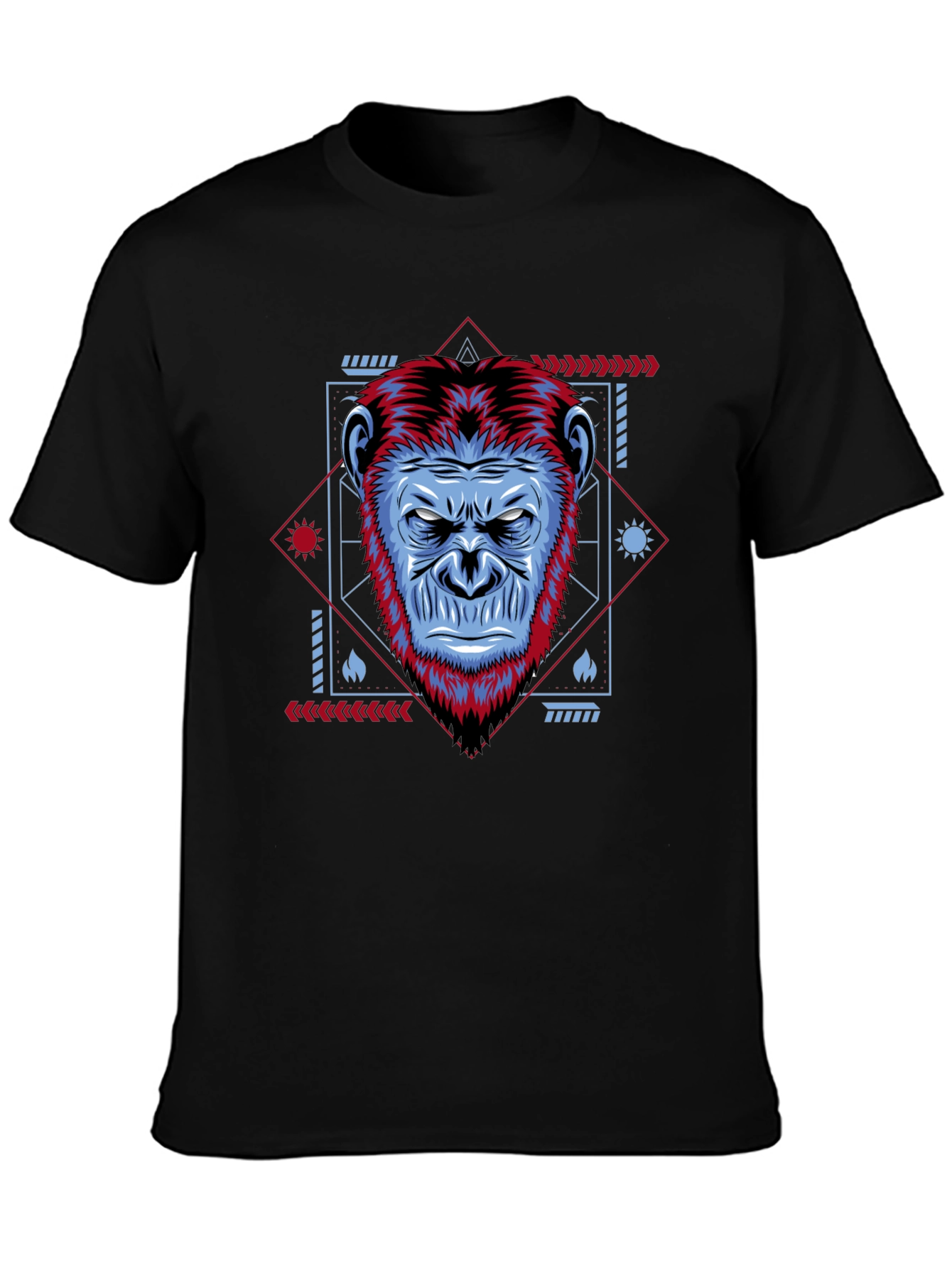 Geometric Gorilla Graphic Black Tee