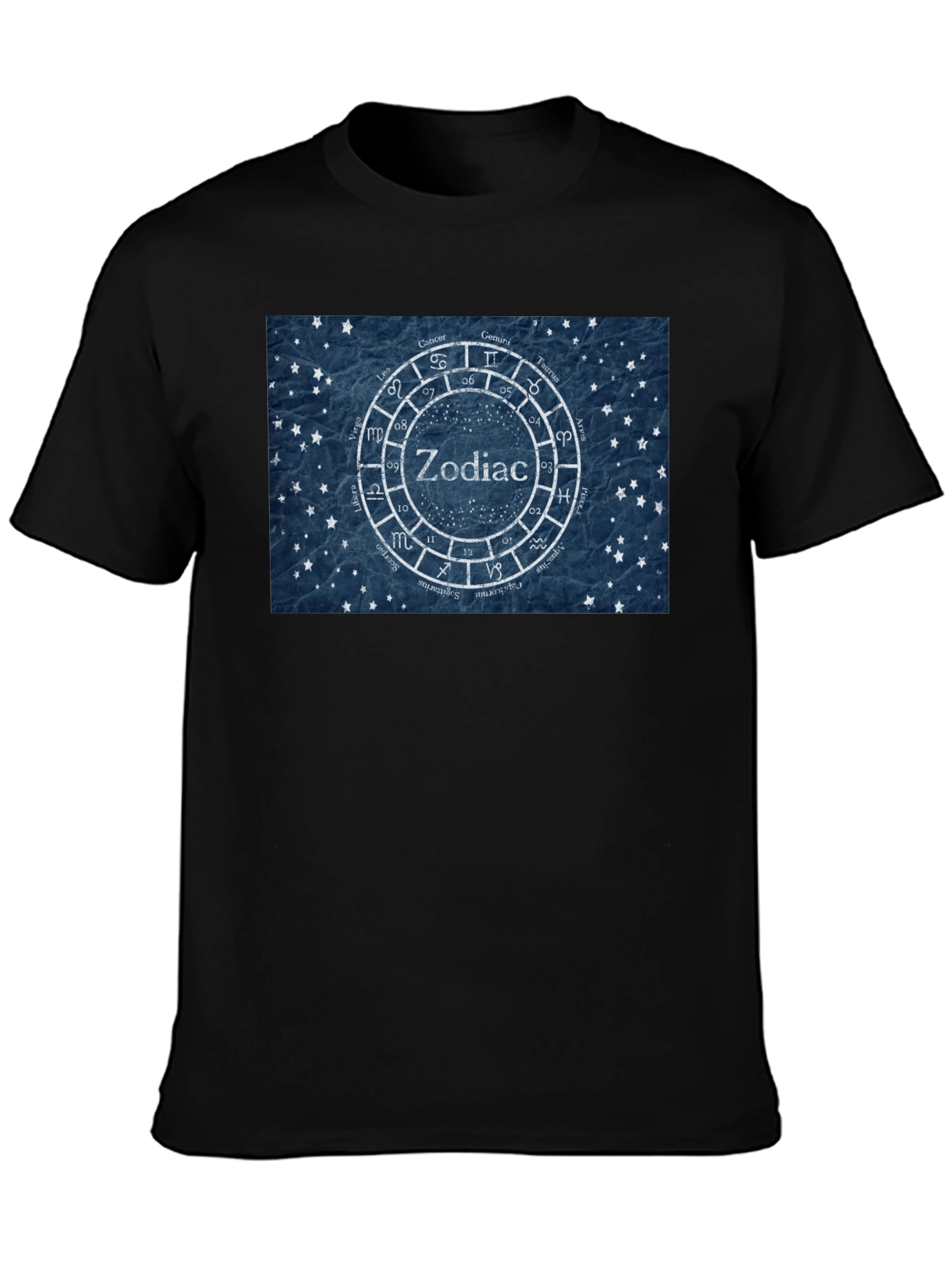 Zodiac T-Shirt - Astrology Design - Black Cotton Tee