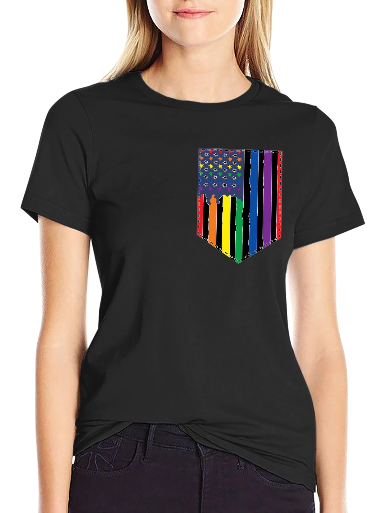 Pride Flag Pocket Graphic T-Shirt - Mens
