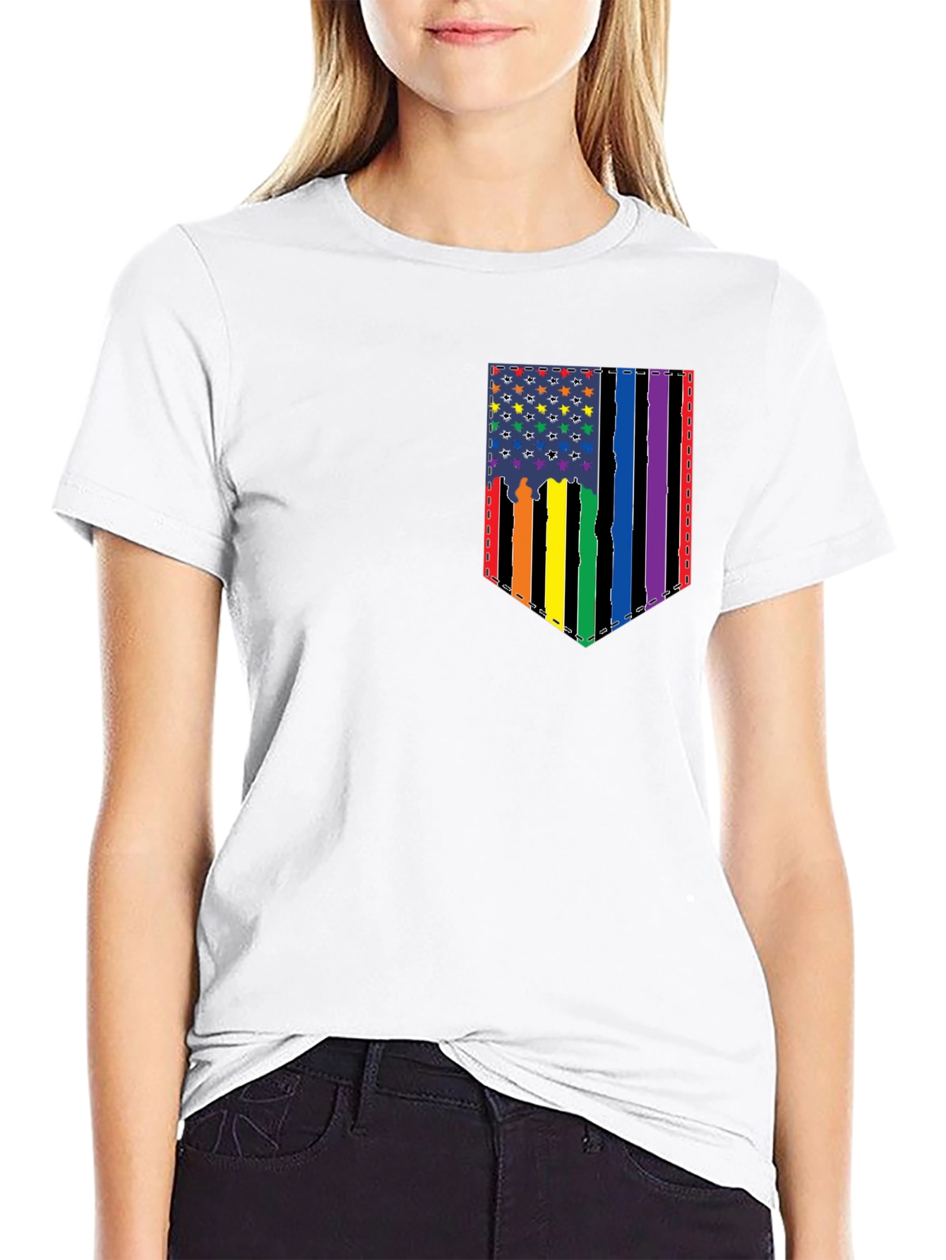 Pride Flag Pocket Graphic T-Shirt - Mens