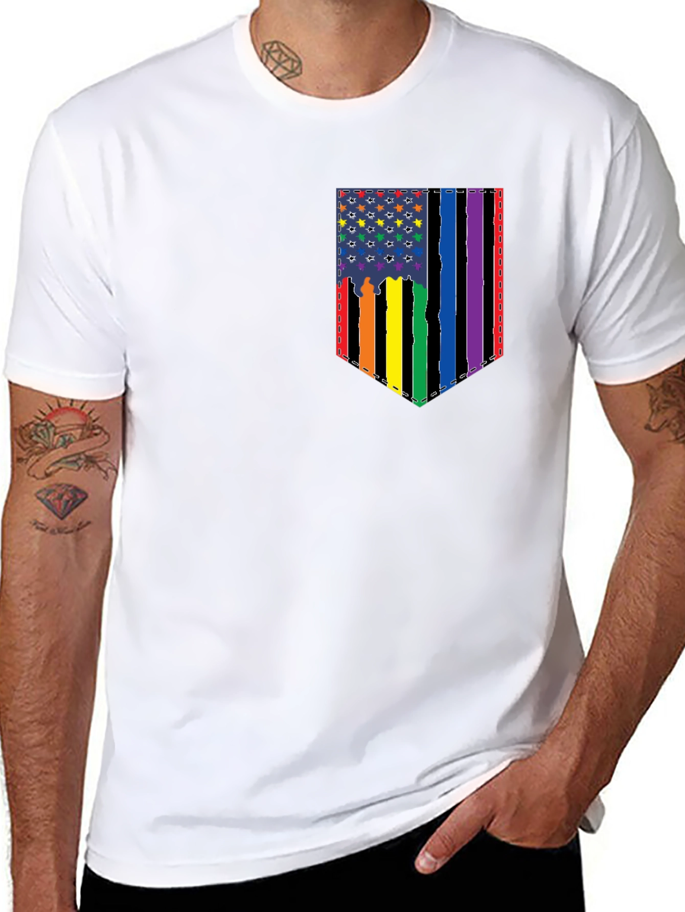Pride Flag Pocket Graphic T-Shirt - Mens