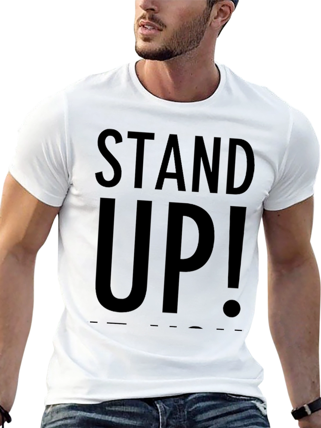 Stand Up! Graphic Print Crew Neck T-Shirt