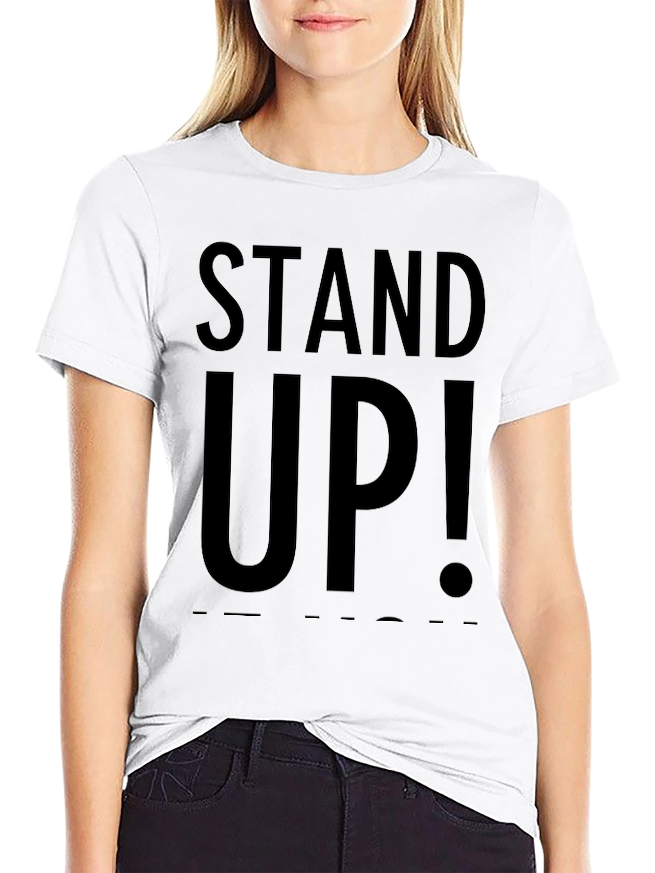 Stand Up! Graphic Print Crew Neck T-Shirt
