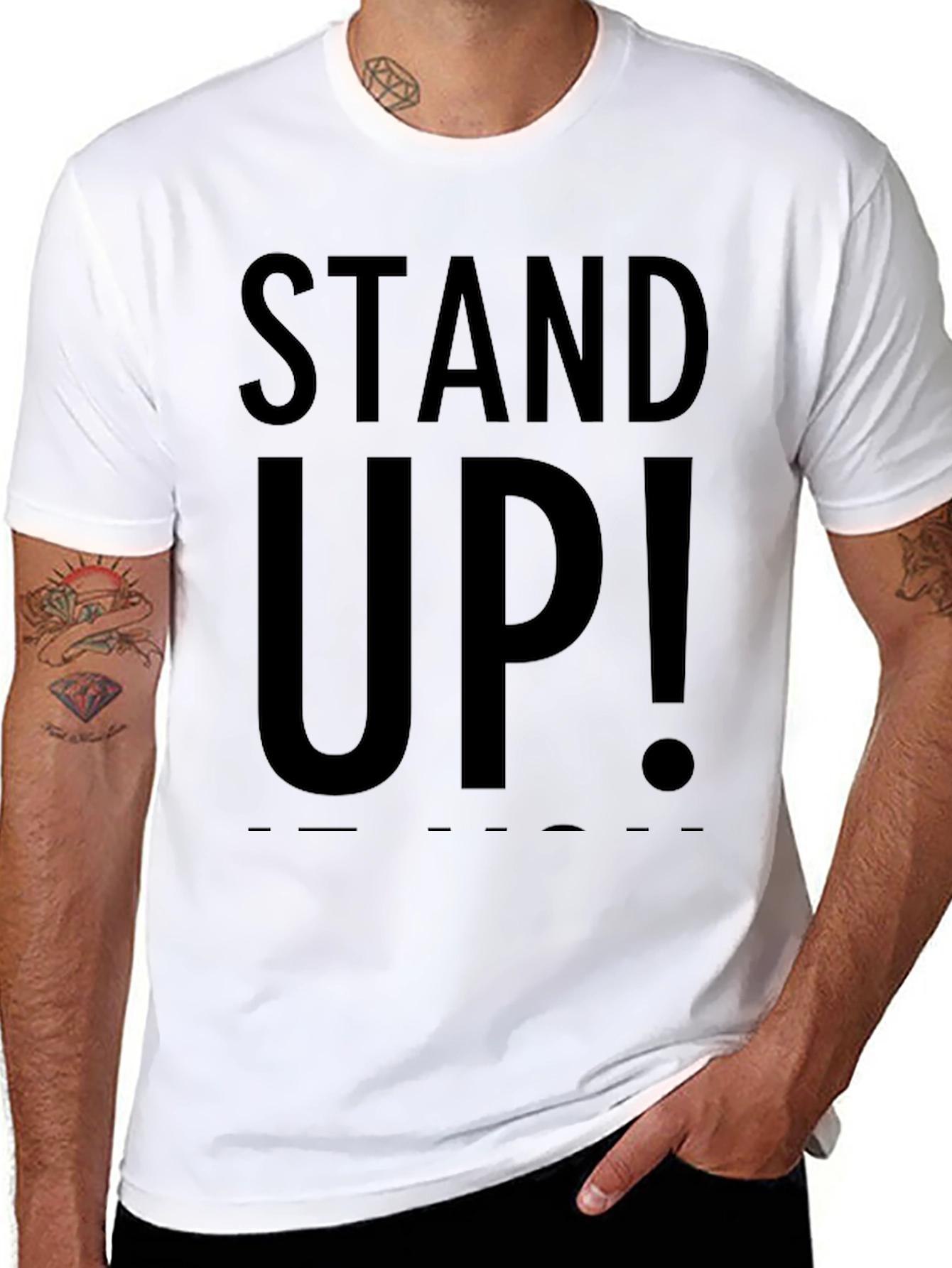 Stand Up! Graphic Print Crew Neck T-Shirt