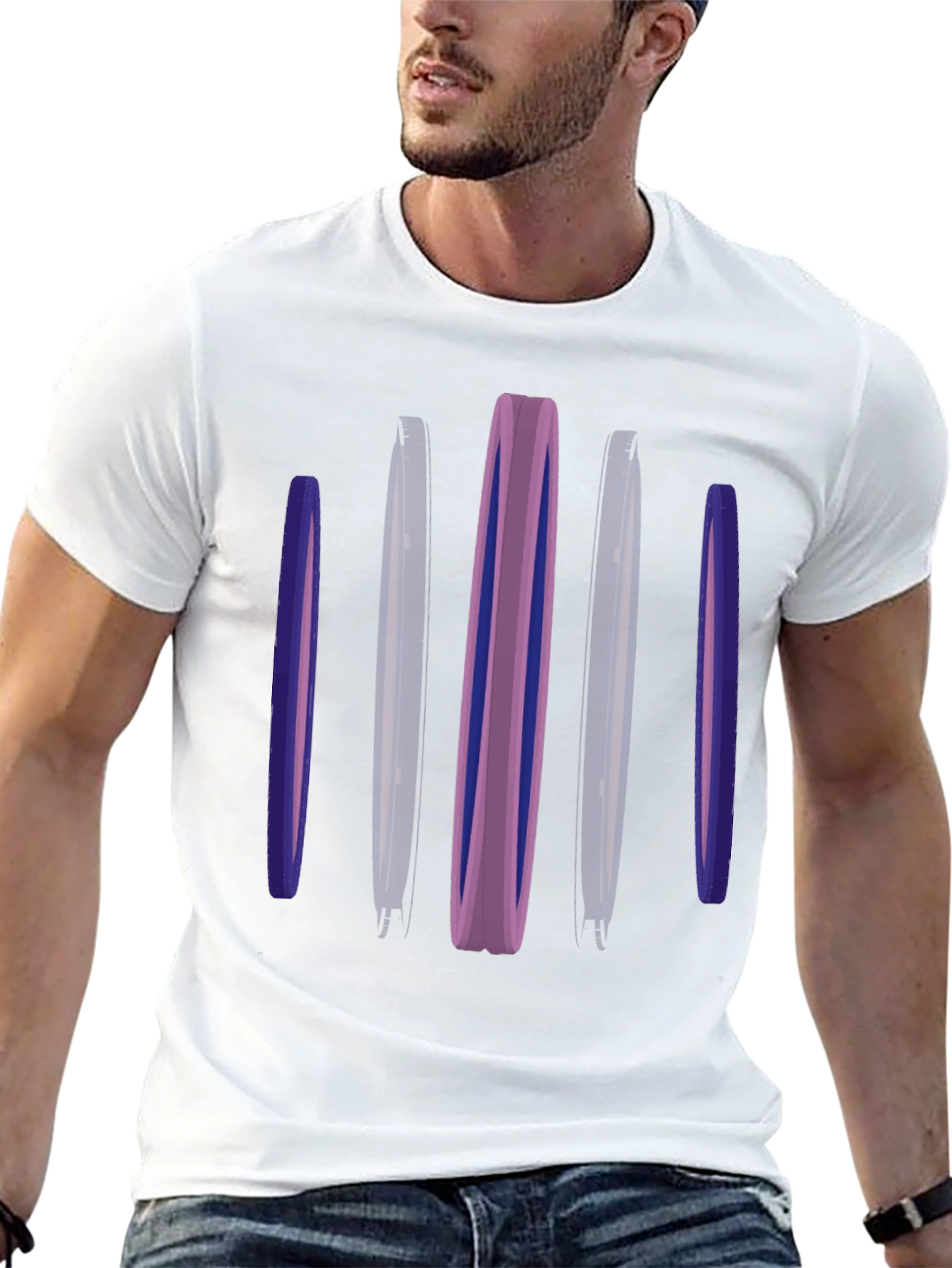 Abstract Vertical Bars Black T-Shirt