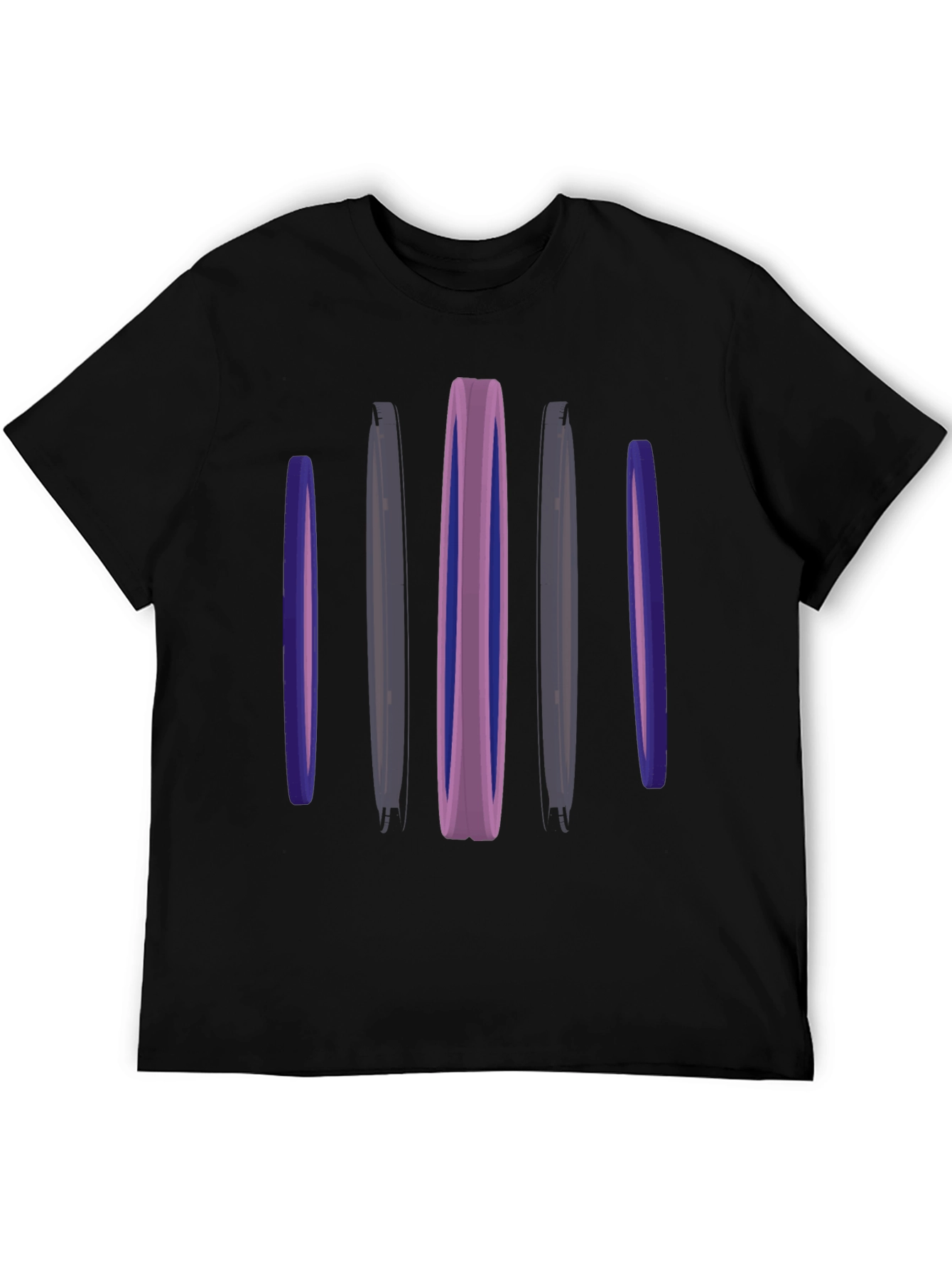 Abstract Vertical Bars Black T-Shirt