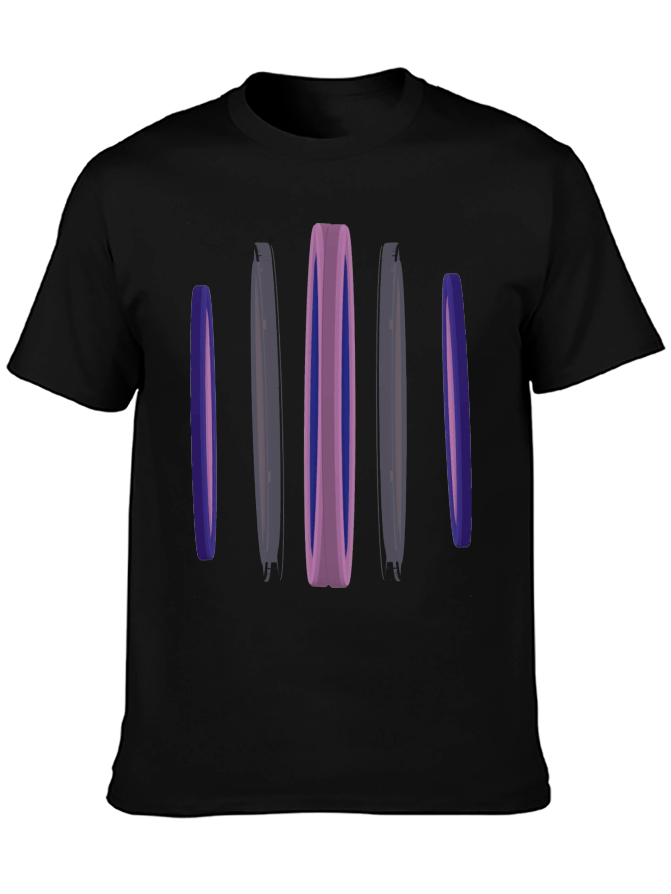 Abstract Vertical Bars Black T-Shirt