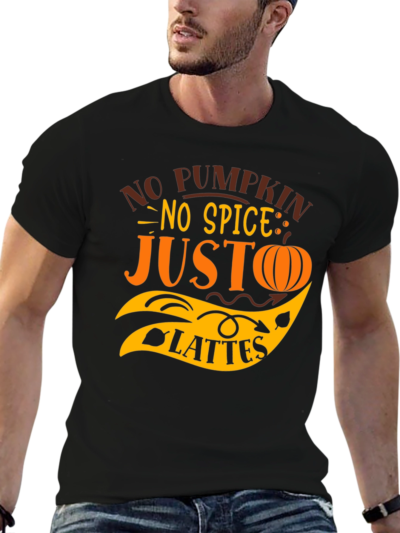 No Pumpkin No Spice Just Lattes Black T-Shirt