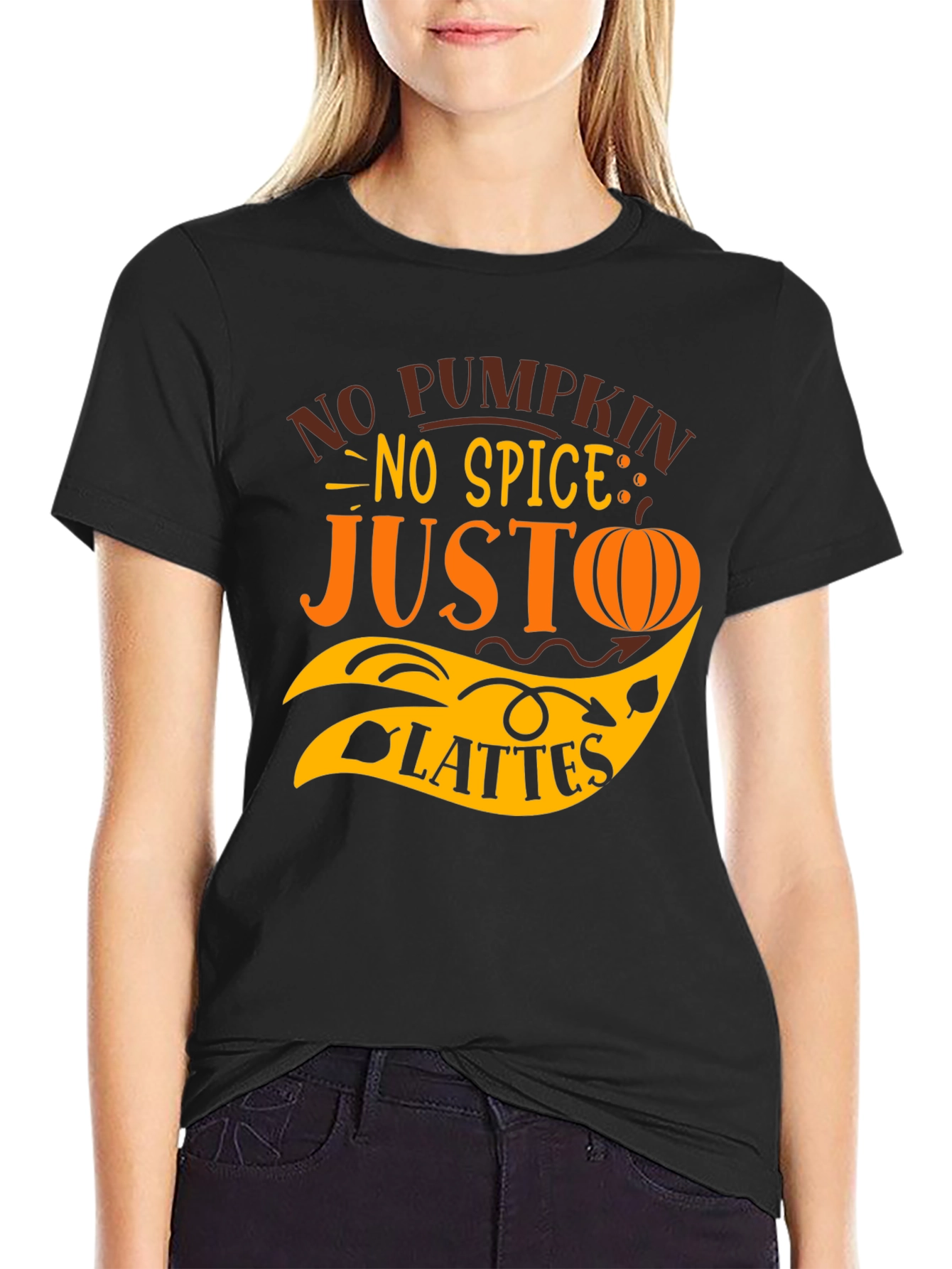 No Pumpkin No Spice Just Lattes Black T-Shirt