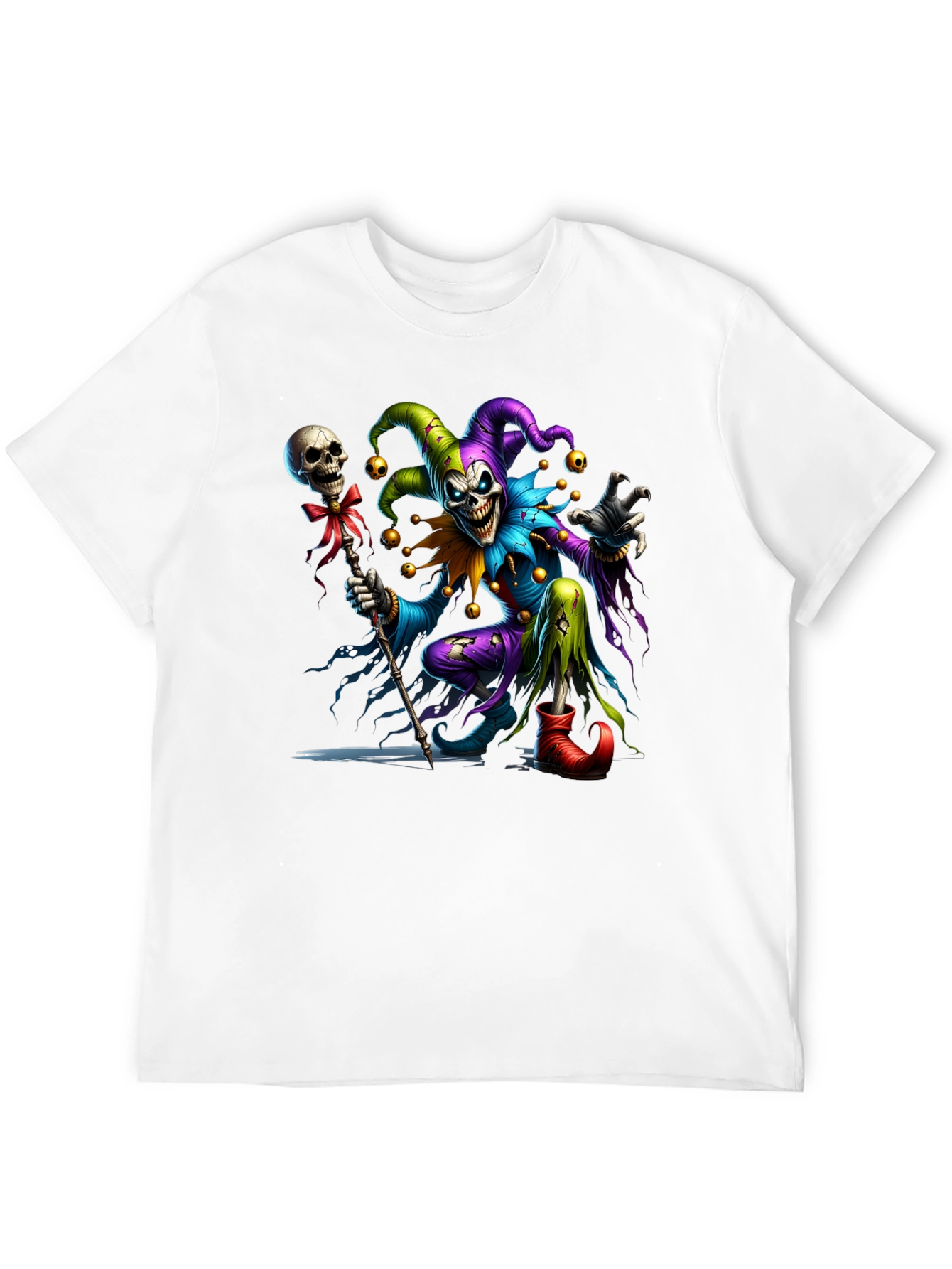 Creepy Jester Graphic Tee - Black Cotton Blend Shirt