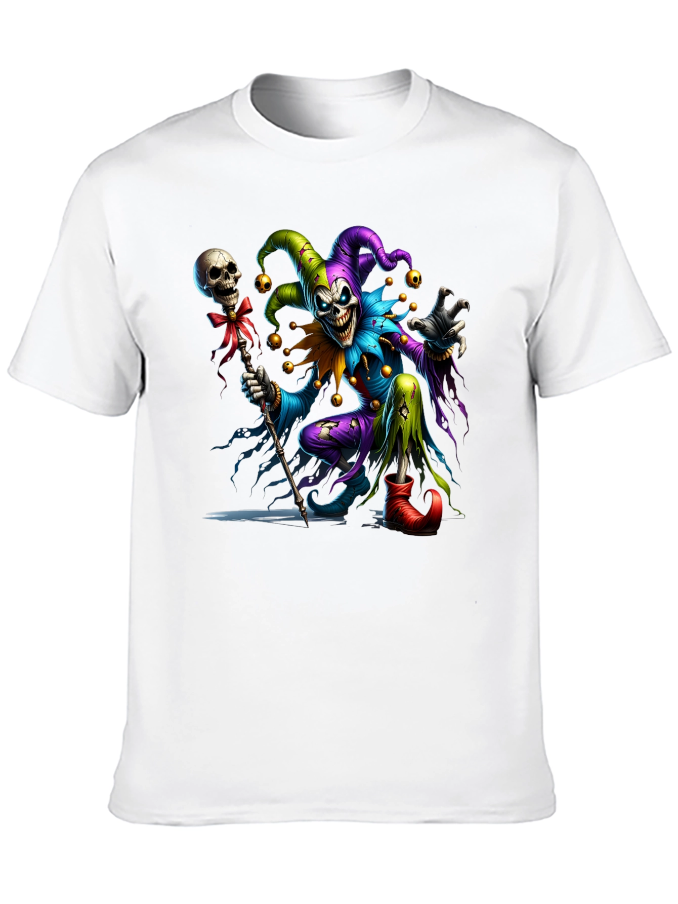 Creepy Jester Graphic Tee - Black Cotton Blend Shirt