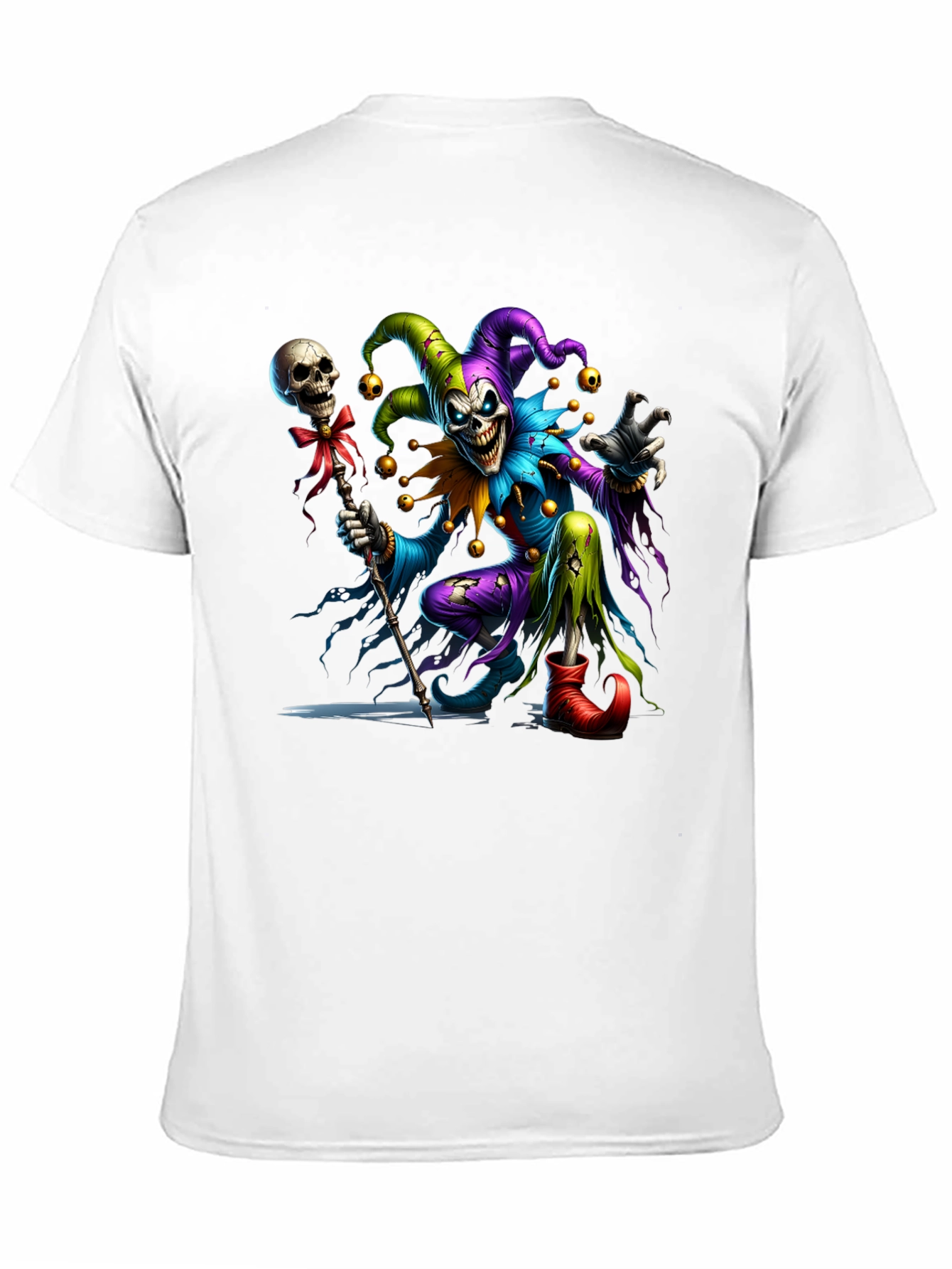 Creepy Jester Graphic Tee - Black Cotton Blend Shirt