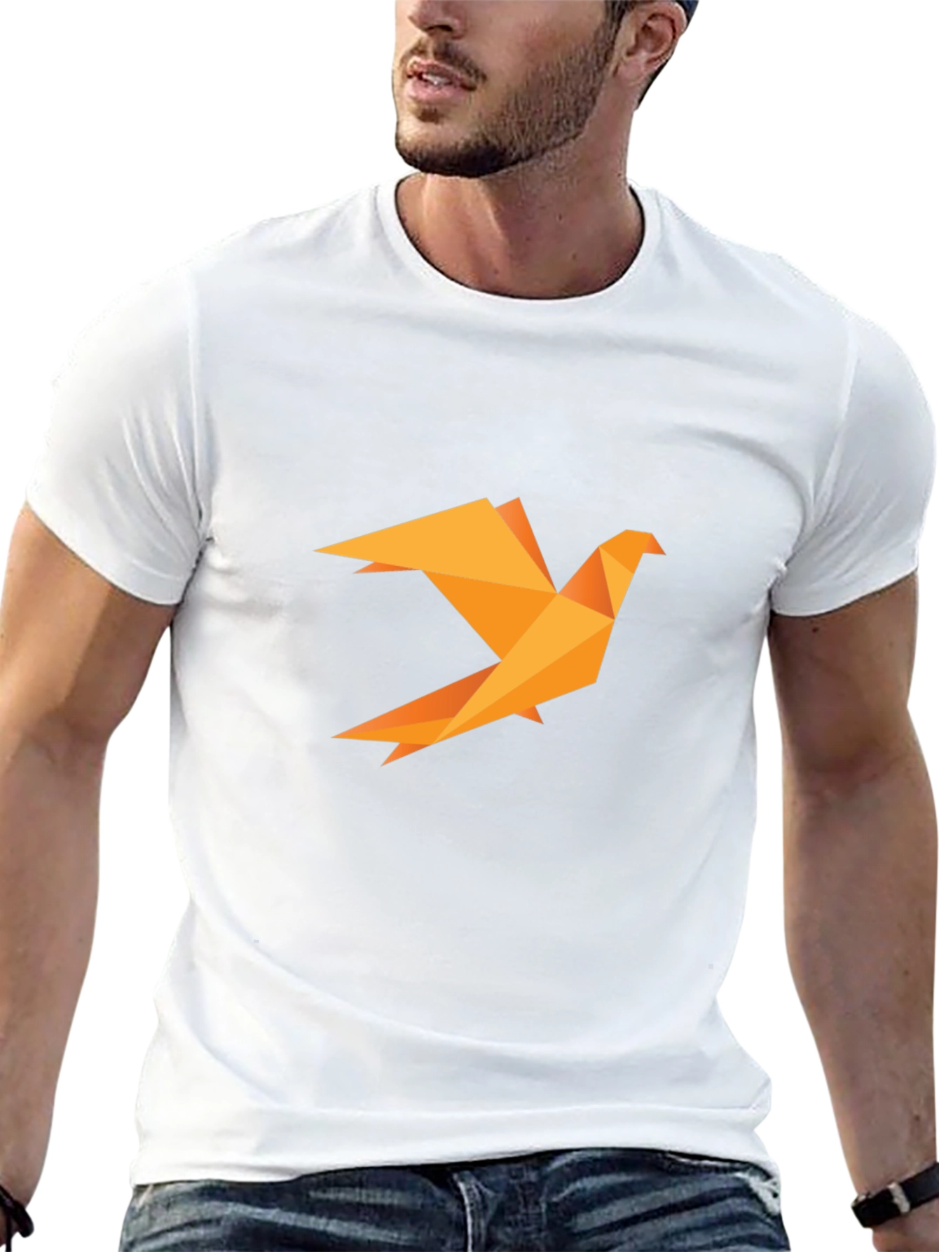 Geometric Origami Bird Black Tee