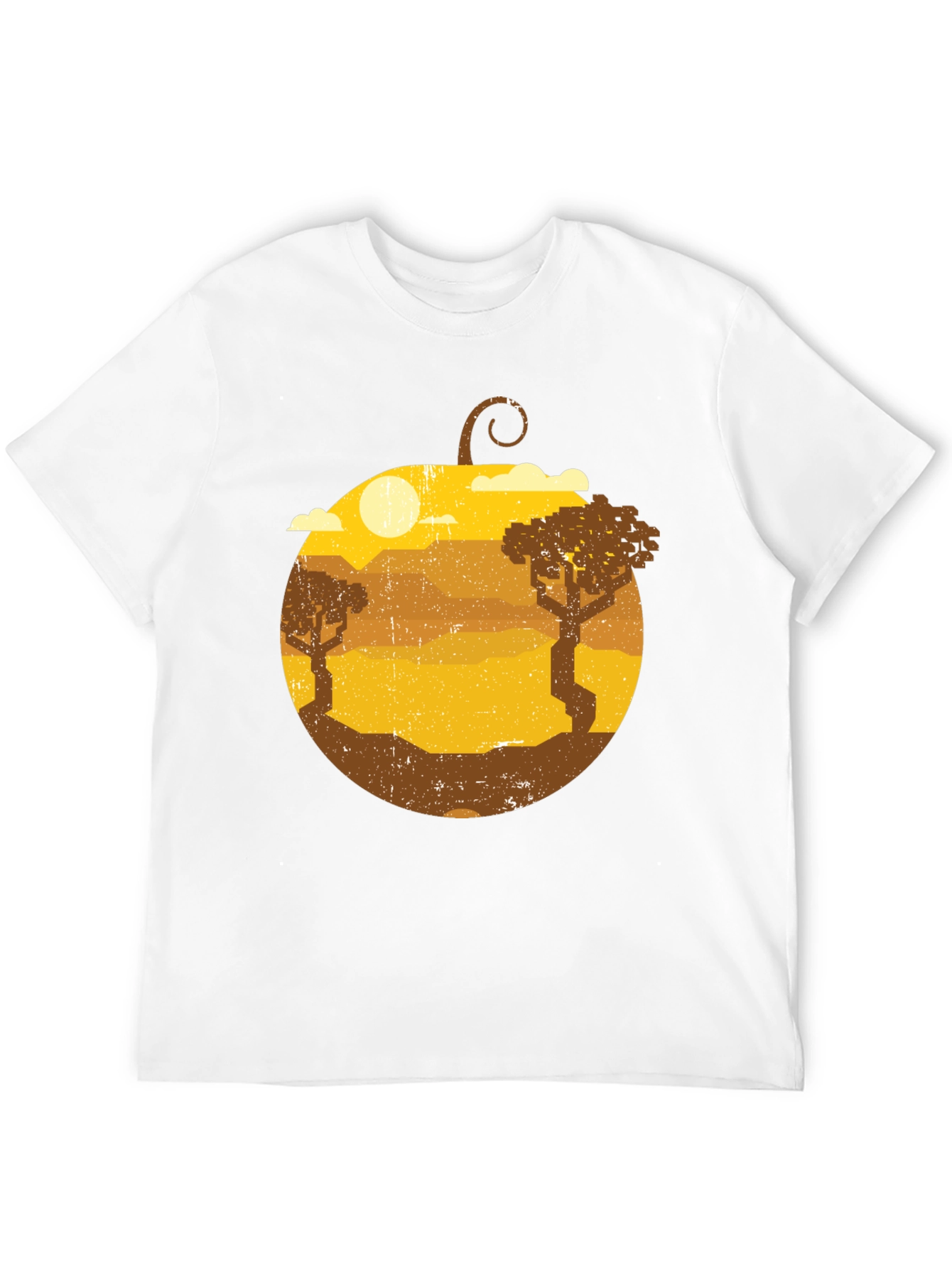 Retro Sunset Landscape Graphic Tee - Mens Black Shirt