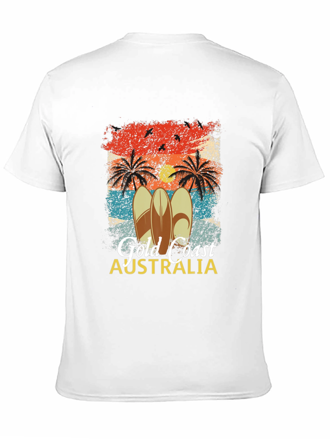 Gold Coast Australia Surfboard Palm Tree Mens T-Shirt