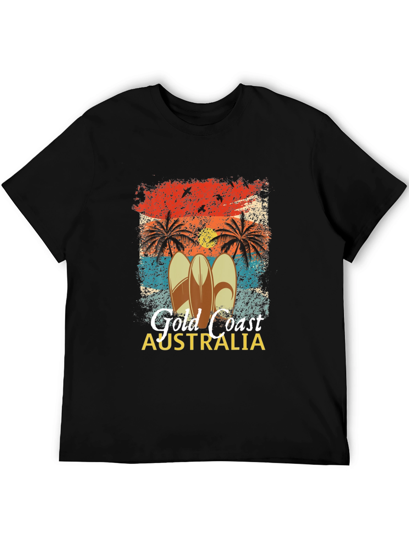 Gold Coast Australia Surfboard Palm Tree Mens T-Shirt
