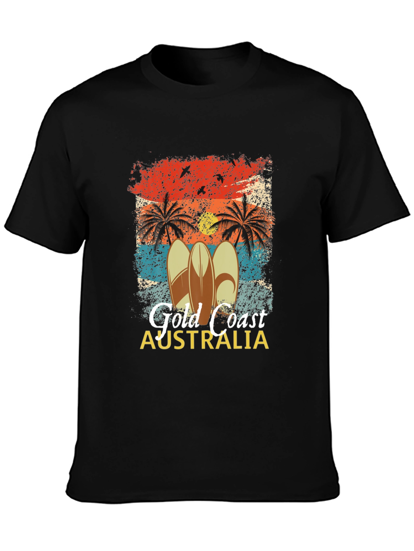 Gold Coast Australia Surfboard Palm Tree Mens T-Shirt