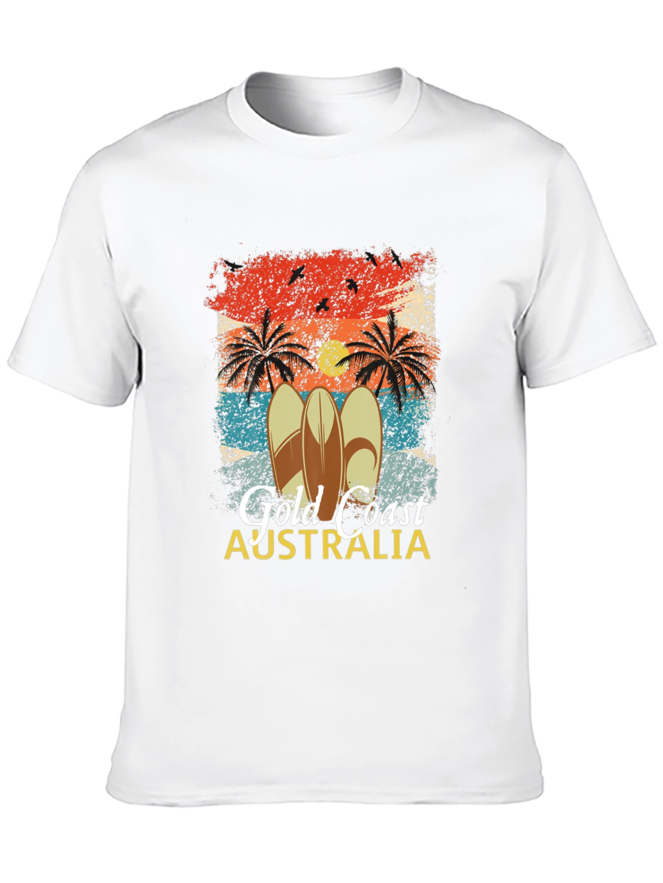 Gold Coast Australia Surfboard Palm Tree Mens T-Shirt