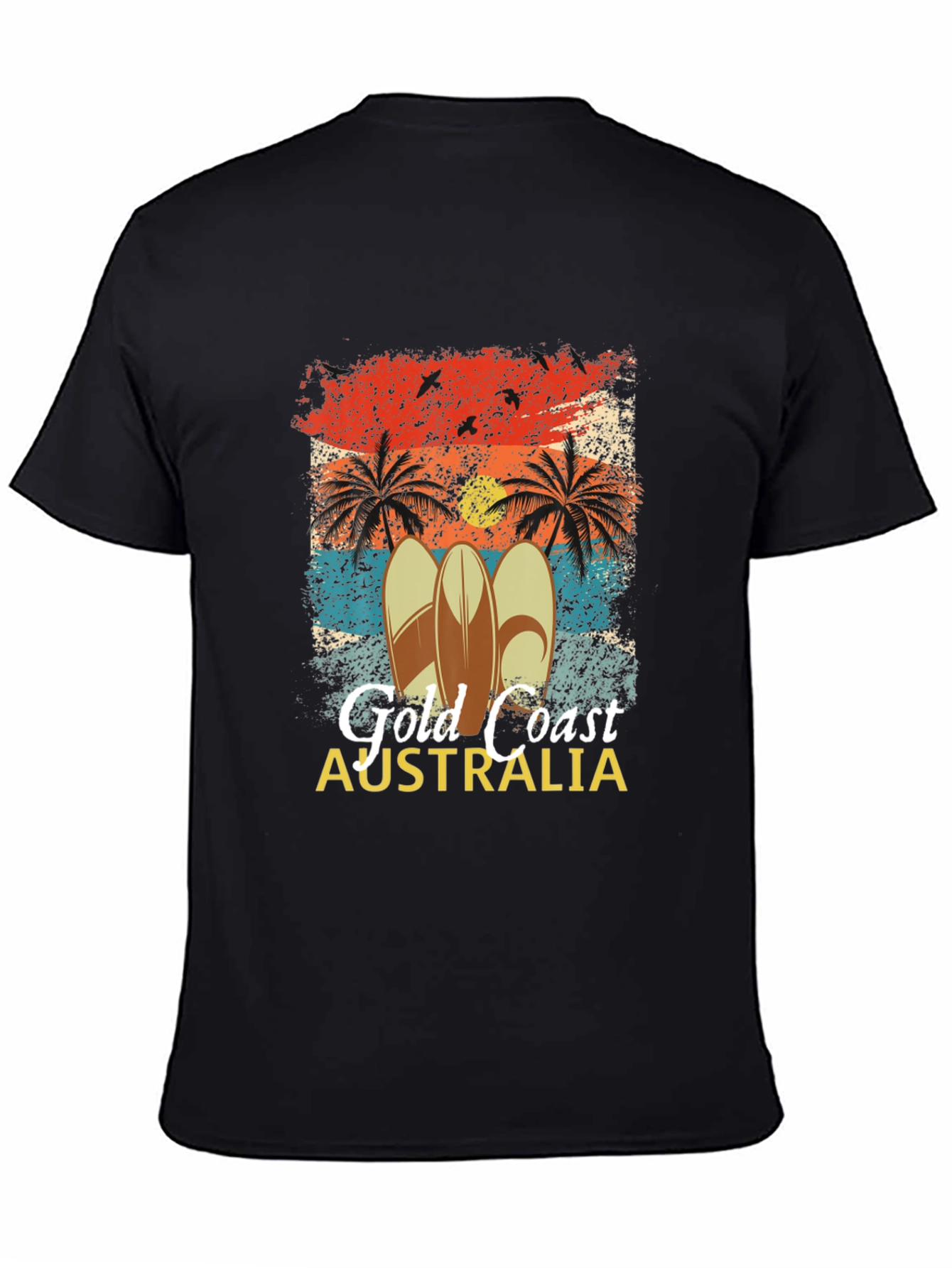 Gold Coast Australia Surfboard Palm Tree Mens T-Shirt
