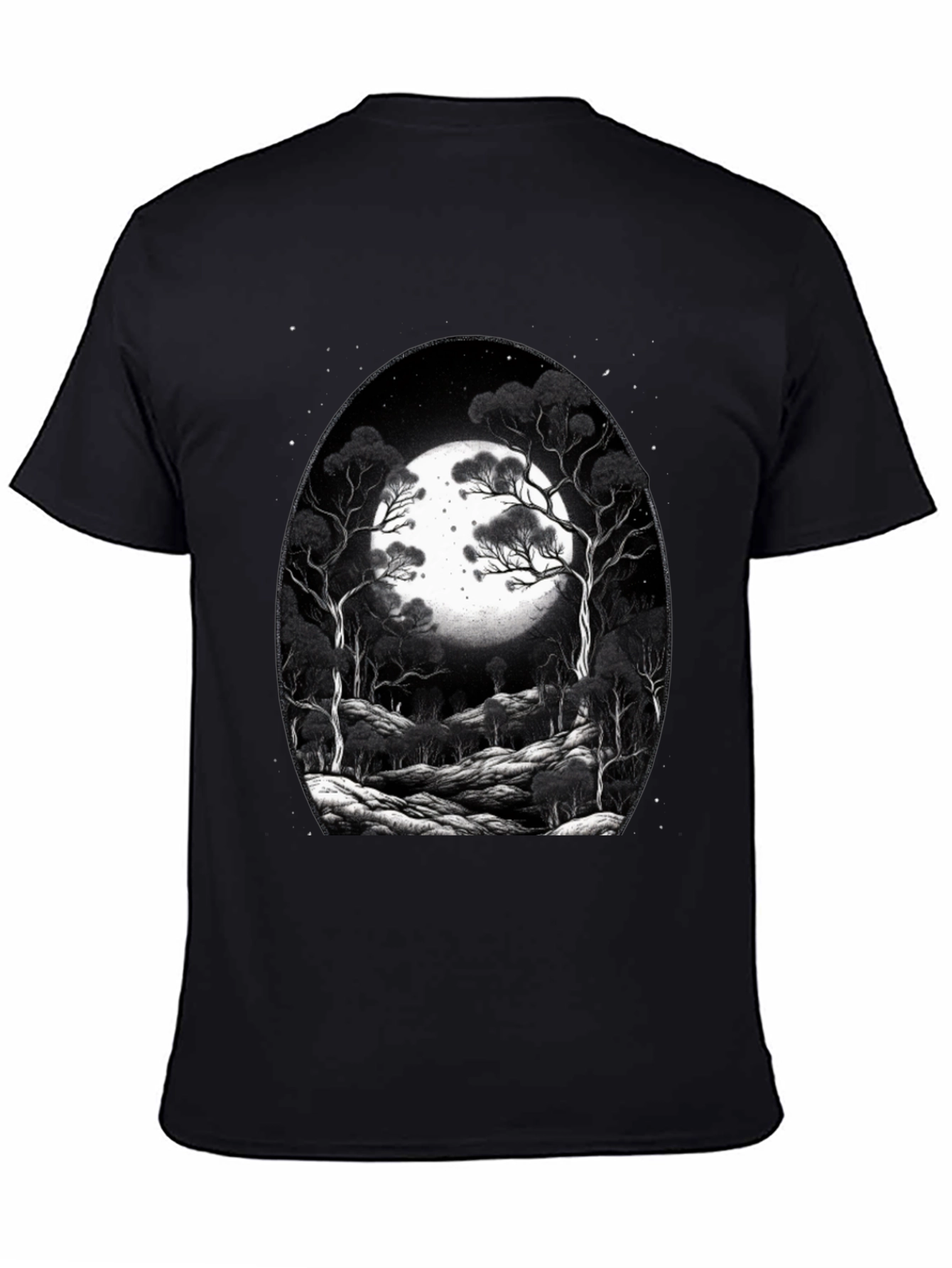 Moonlit Forest Graphic Tee - Black