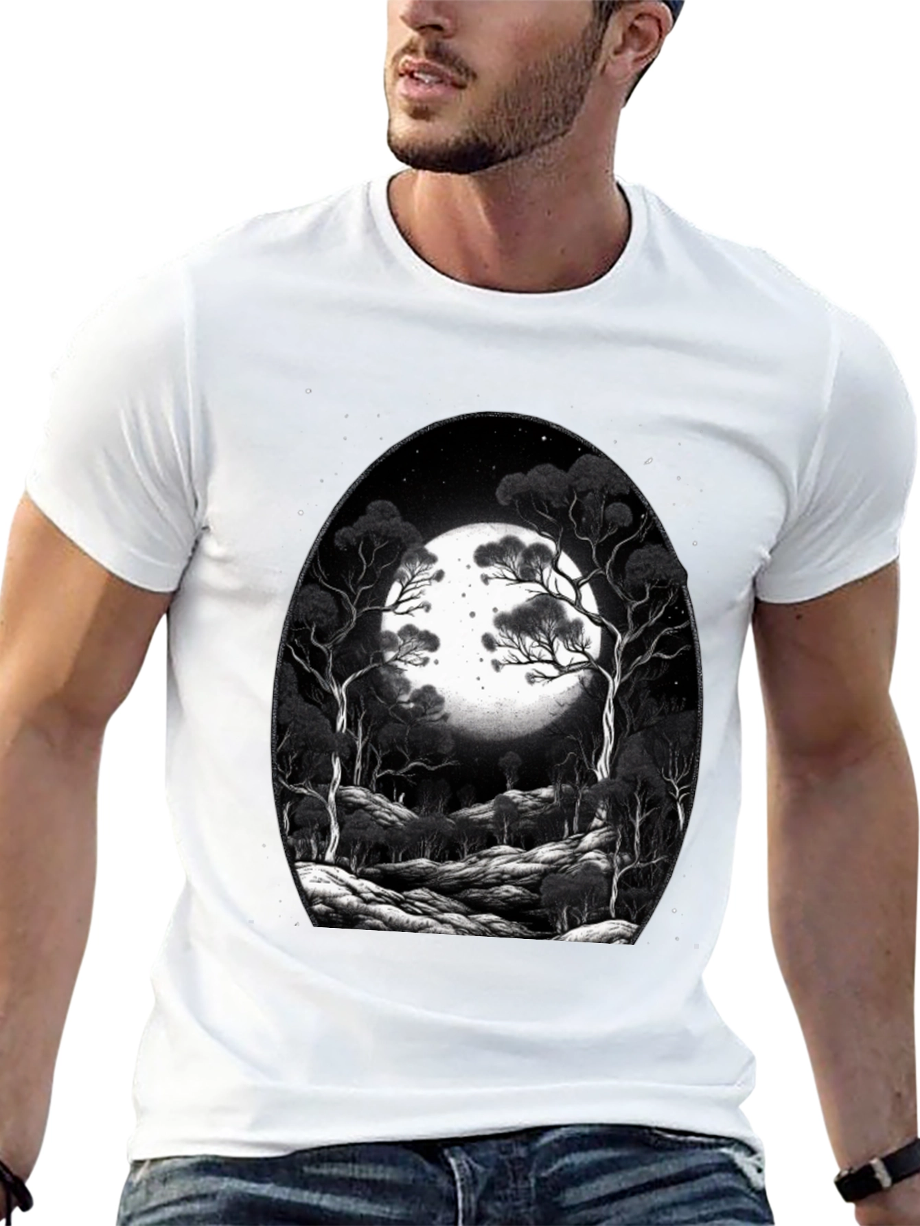 Moonlit Forest Graphic Tee - Black