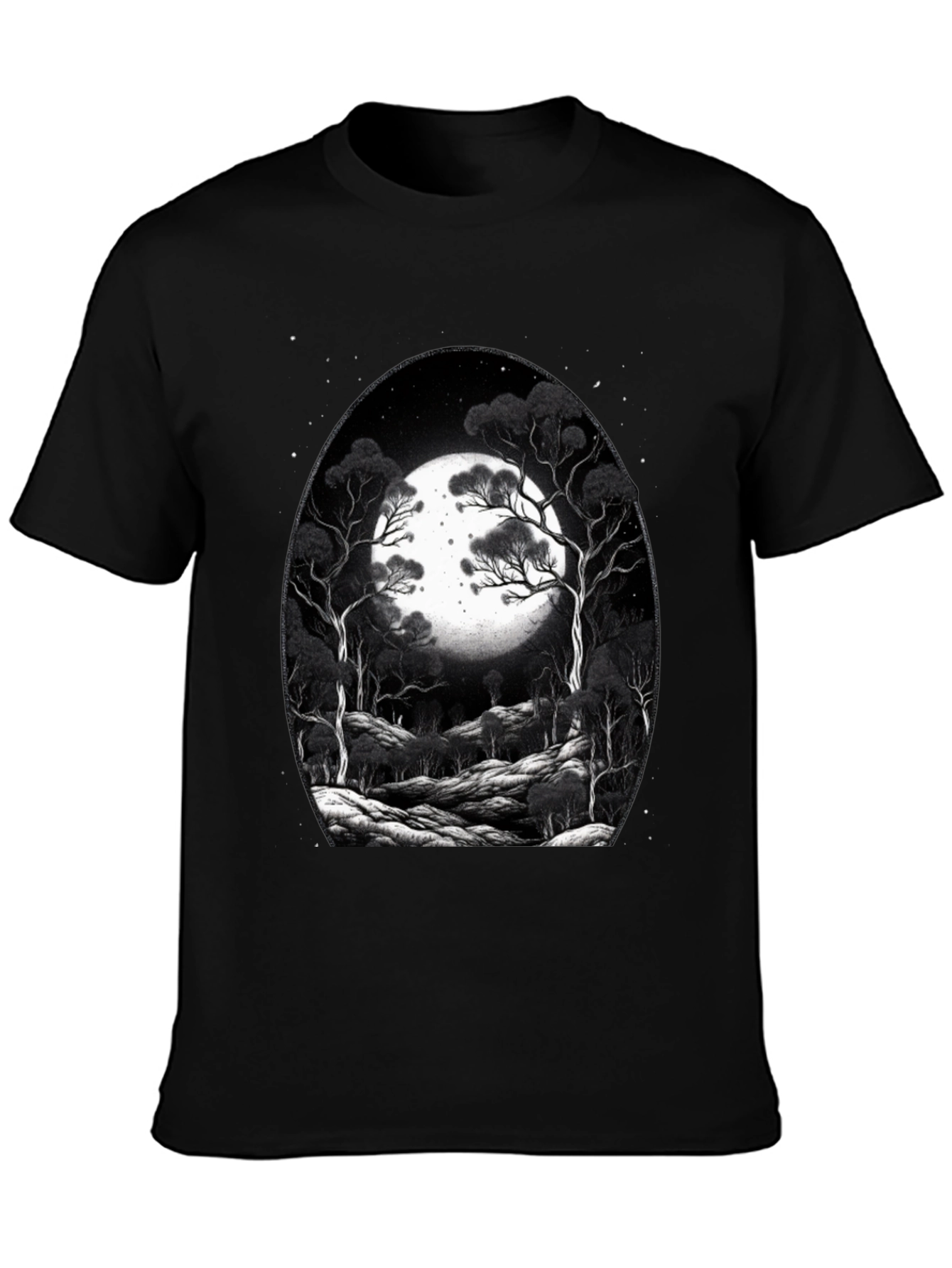 Moonlit Forest Graphic Tee - Black