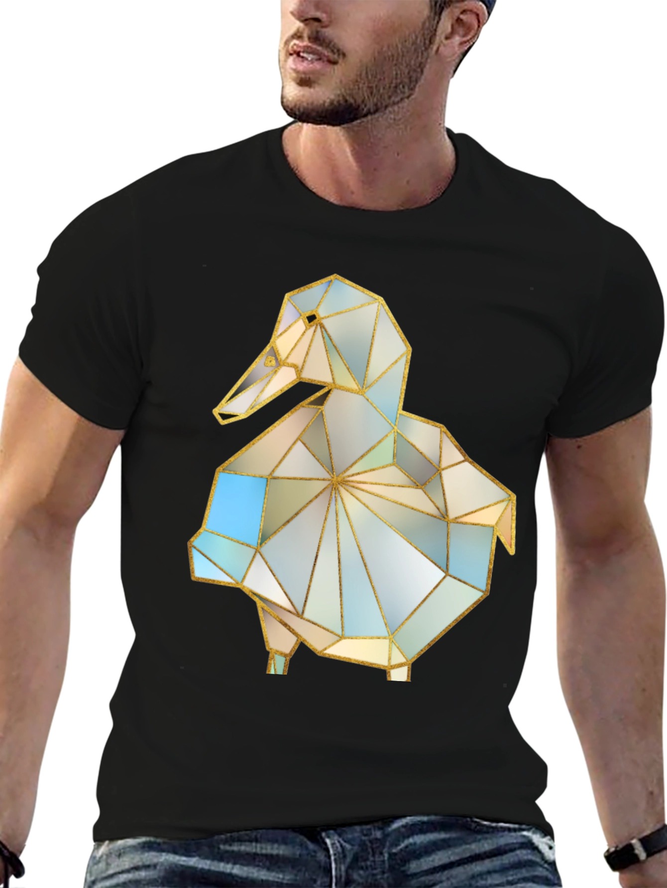 Geometric Duck Graphic Tee - Stylish Modern Design