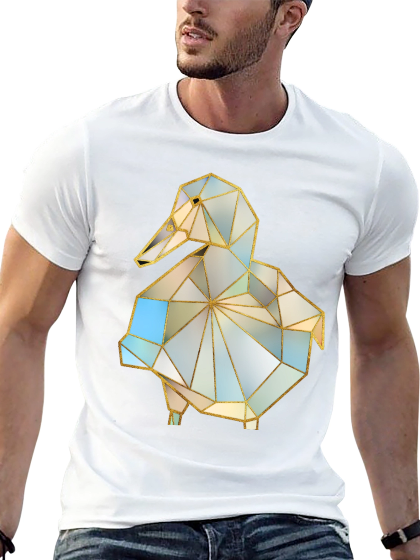Geometric Duck Graphic Tee - Stylish Modern Design