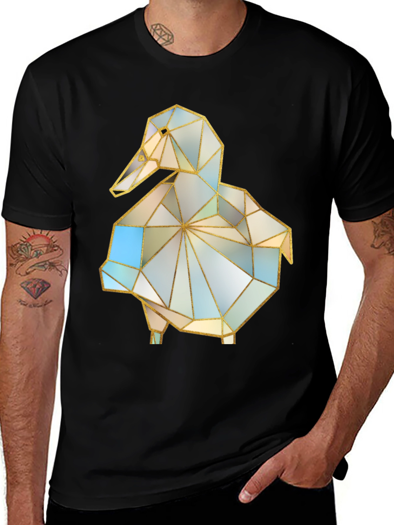 Geometric Duck Graphic Tee - Stylish Modern Design