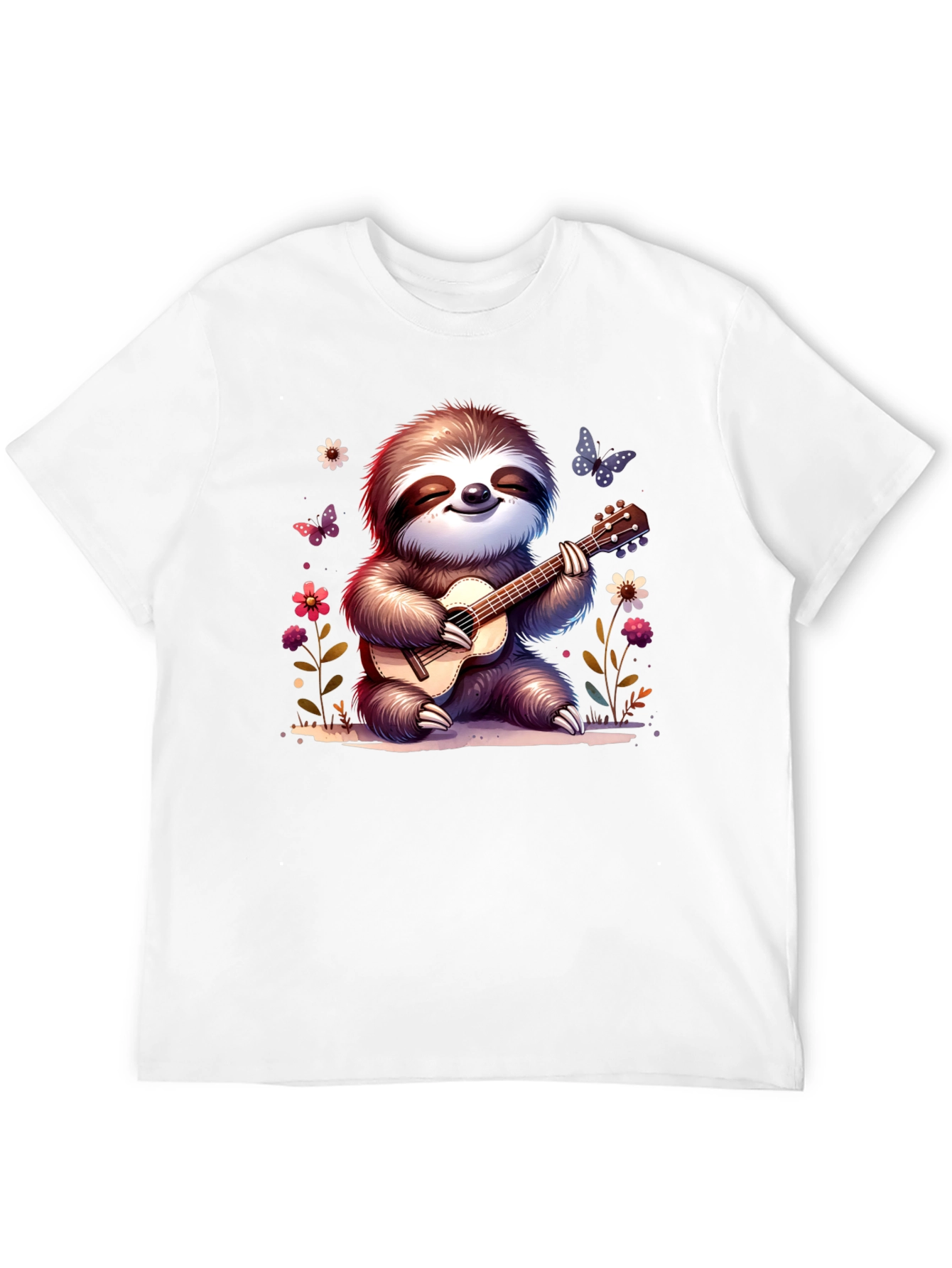Cute Sloth Guitarist Graphic T-Shirt