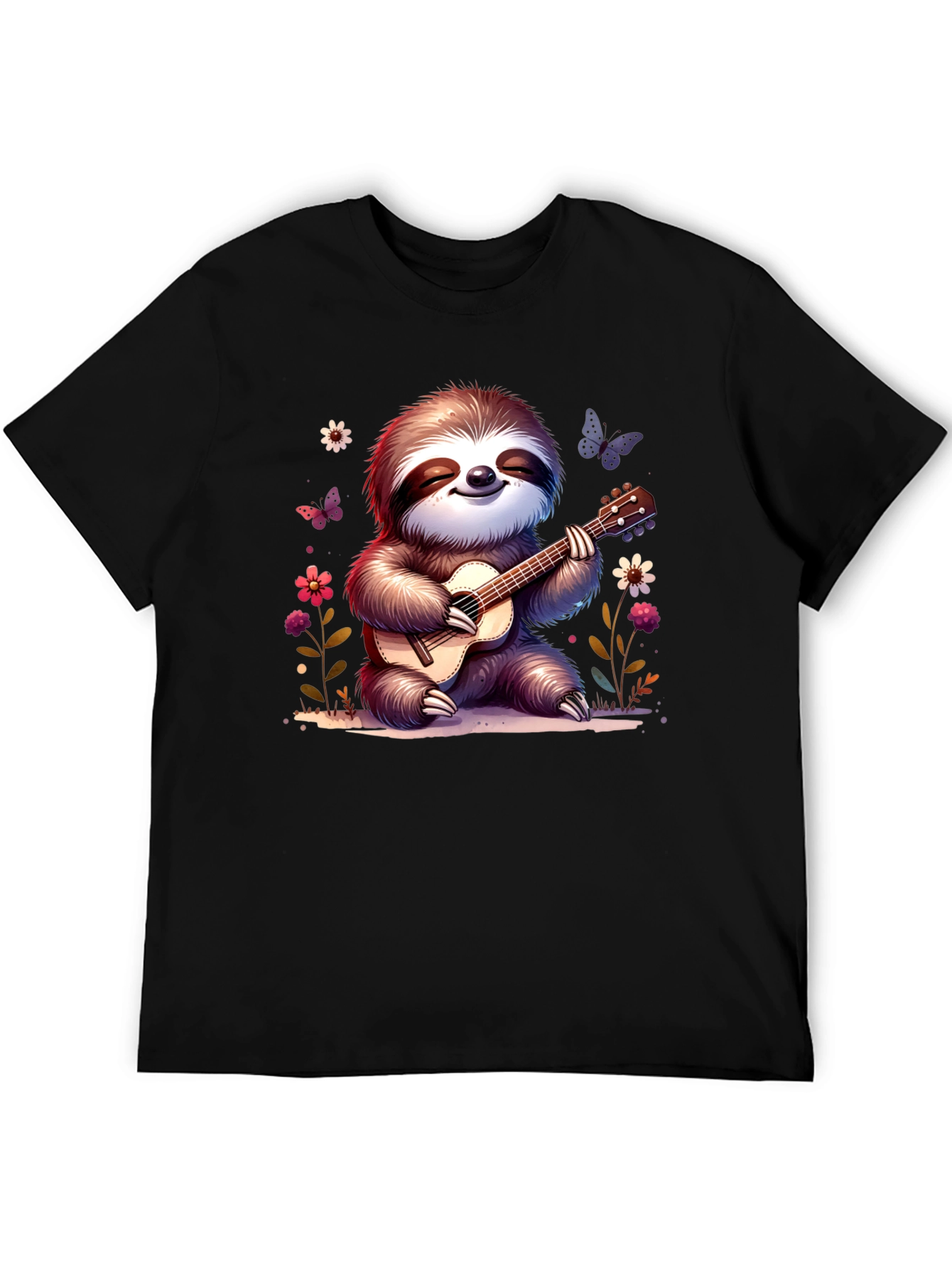 Cute Sloth Guitarist Graphic T-Shirt