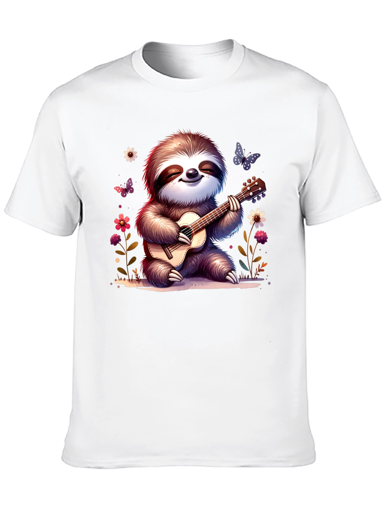 Cute Sloth Guitarist Graphic T-Shirt